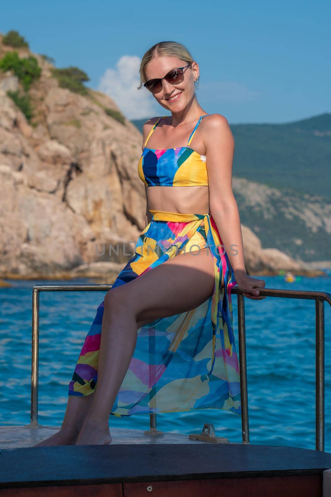 Swimsuit glasses dress sea female yacht vacation beautiful model background, concept sky young in boat from leisure ocean, tourism relaxation. Glamour attractive bikini, by 89167702191
