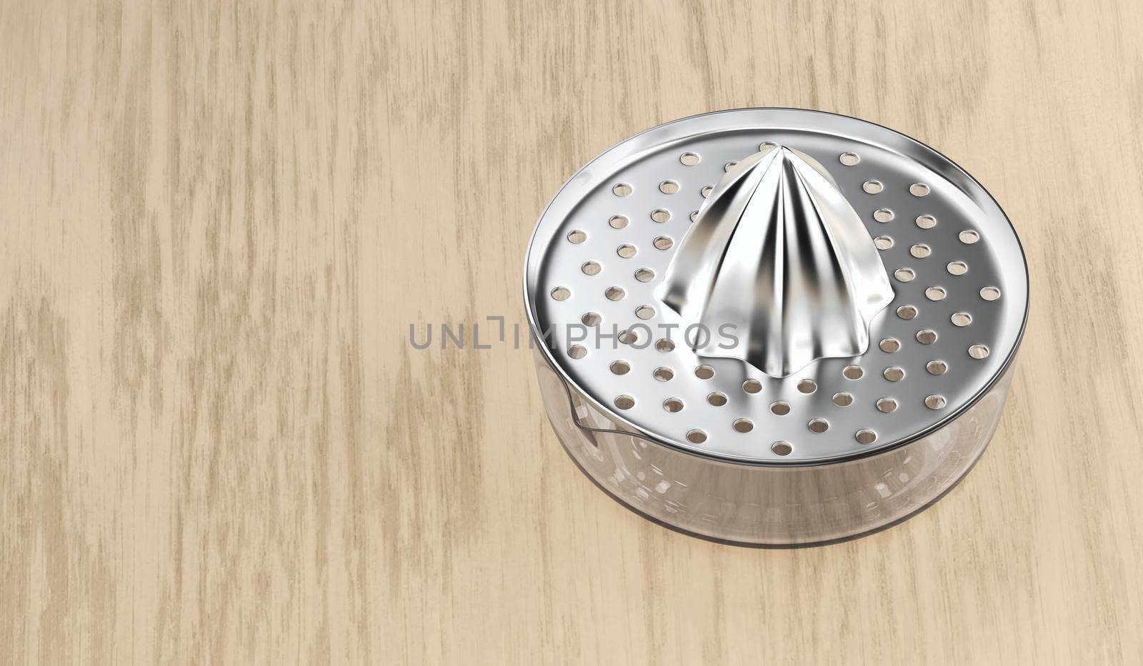 Silver citrus squeezer on wooden background