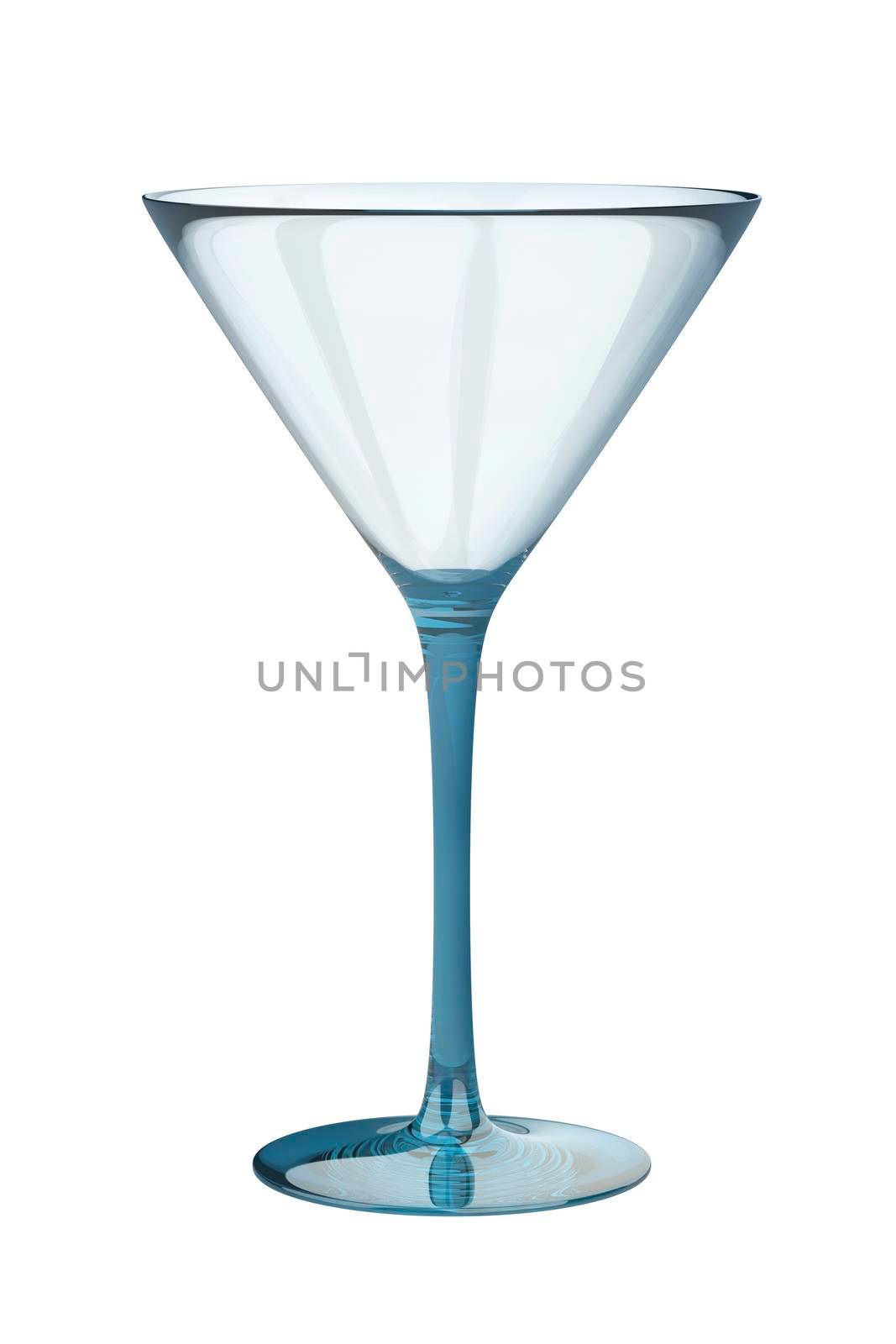 Blue cocktail glass isolated on white background