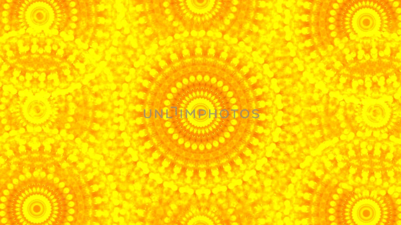 Golden sunny mandala symmetry pattern, abstract design, background. Textured yellow effect, seamless design, kaleidoscope. High quality photo