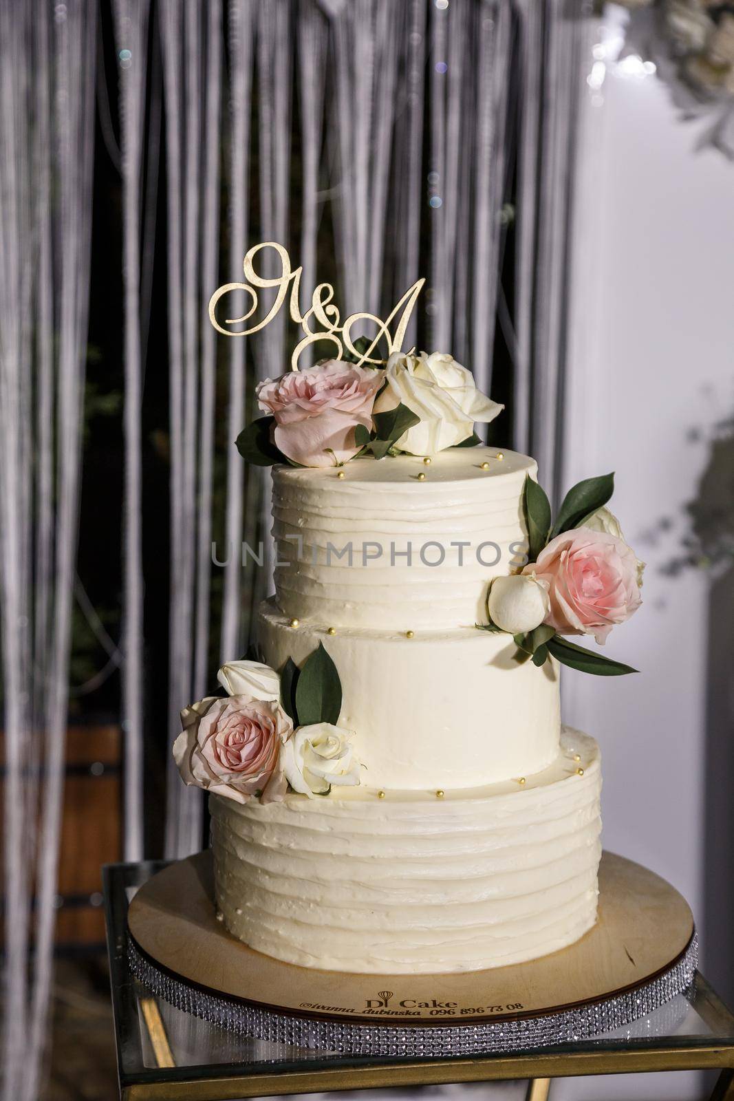 Beautiful tiered delicious dessert sweet cake for newlyweds.