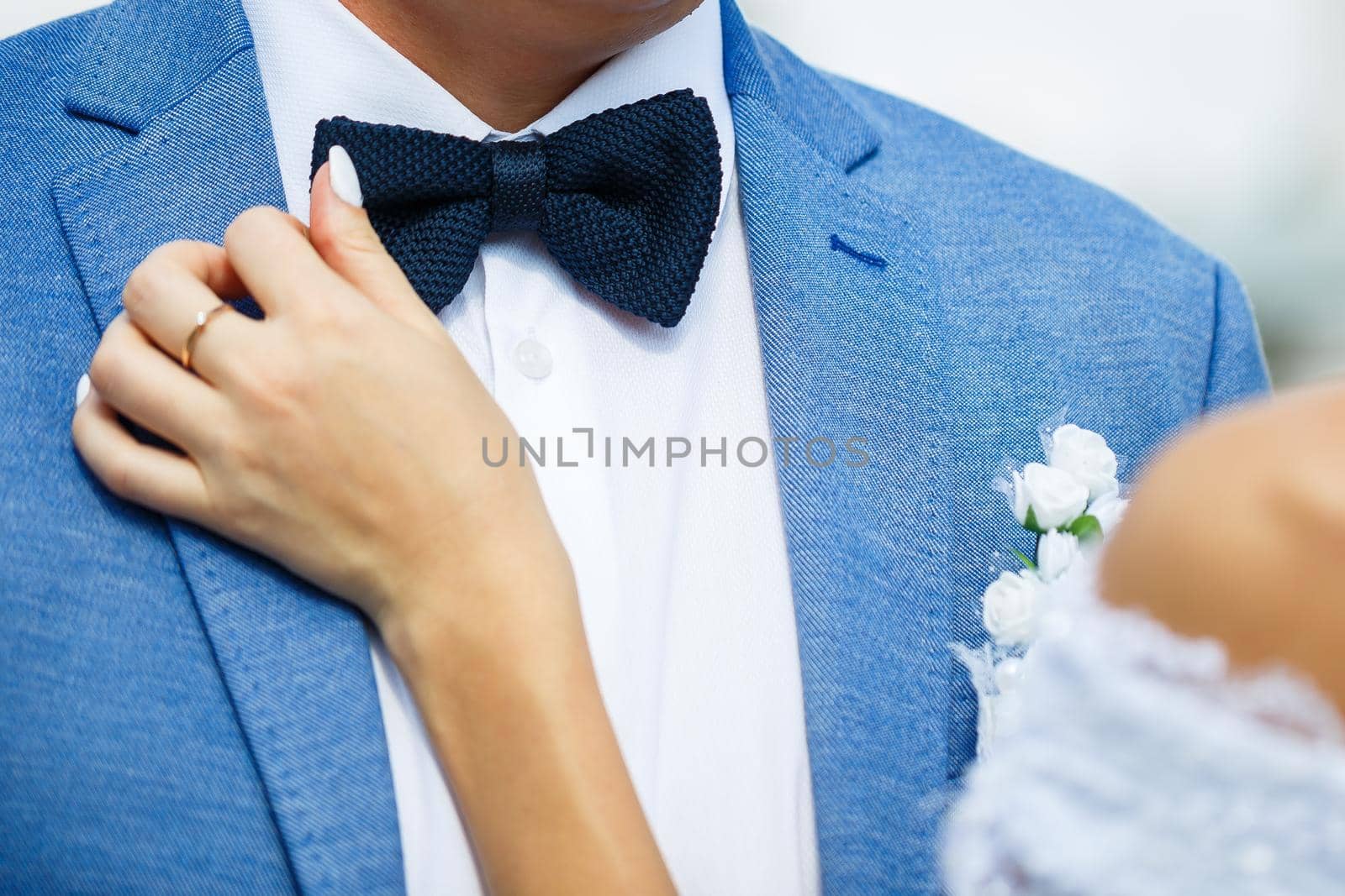Bride and groom hugging on a wedding day