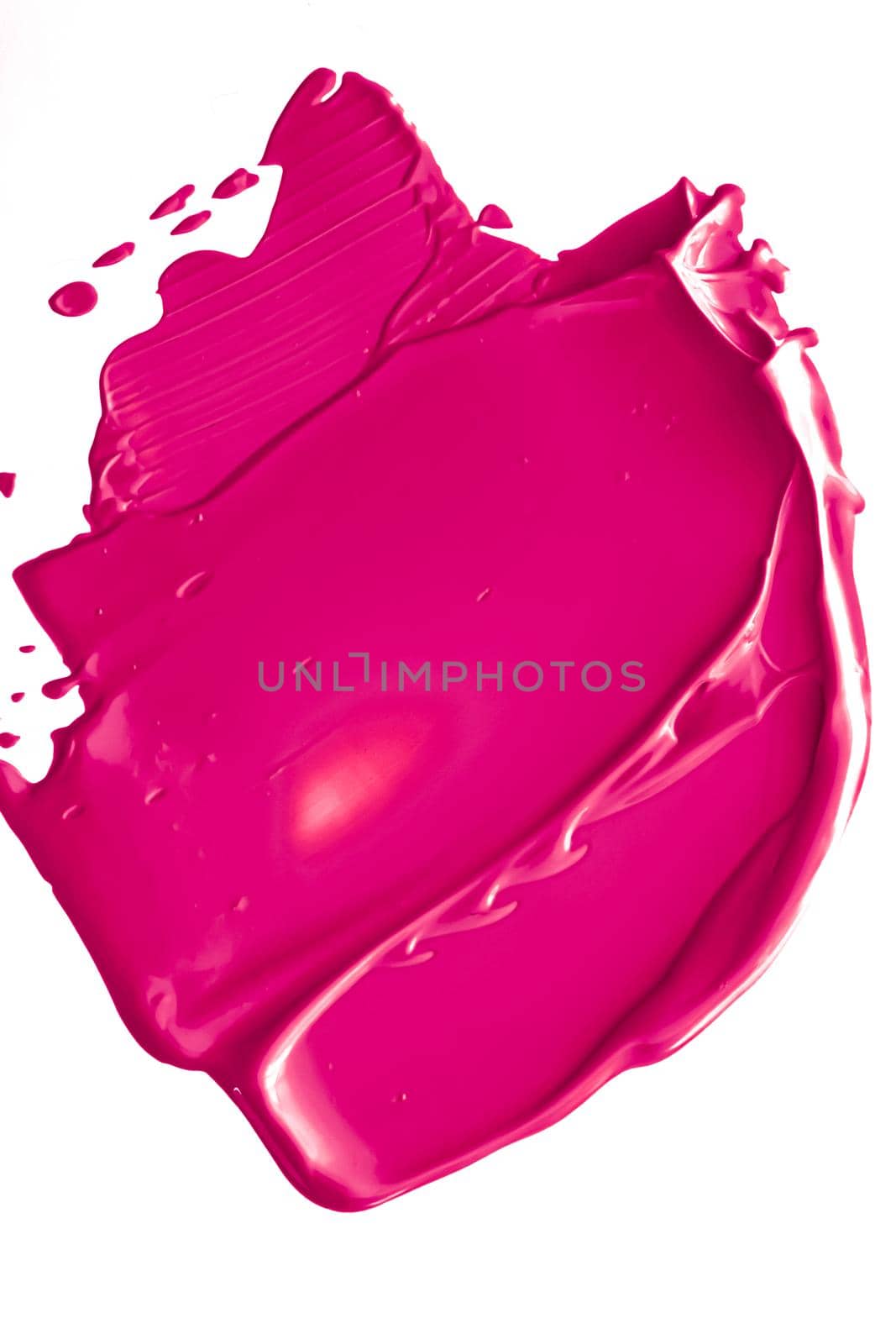 Pink beauty swatch, skincare and makeup cosmetic product sample texture isolated on white background, make-up smudge, cream cosmetics smear or paint brush stroke closeup