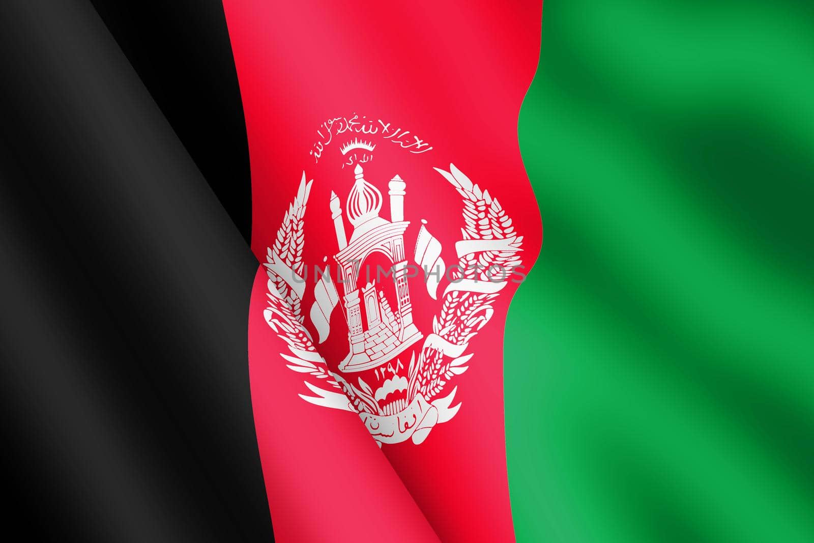 An Afghanistan waving flag 3d illustration wind ripple