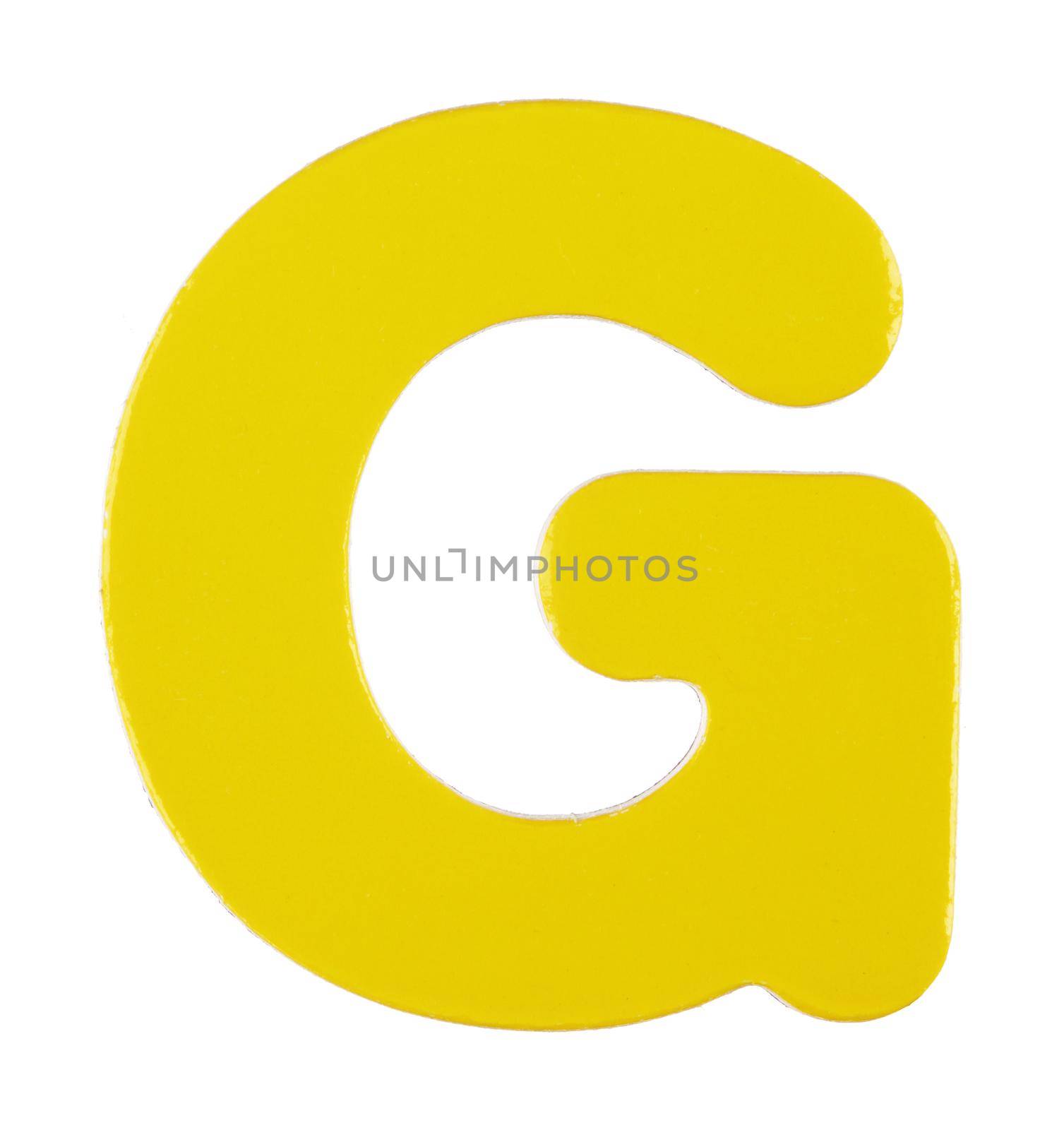 An upper case G magnetic letter on white with clipping path