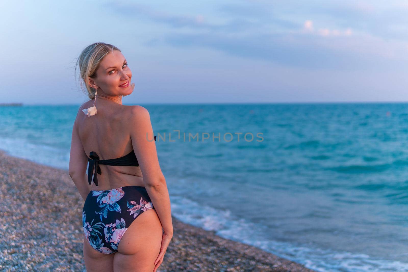Sea woman copyspace beach tropical swimsuit happy vacation white summer, concept beautiful girl from water for leisure sky, shore resort. Island relaxation, by 89167702191