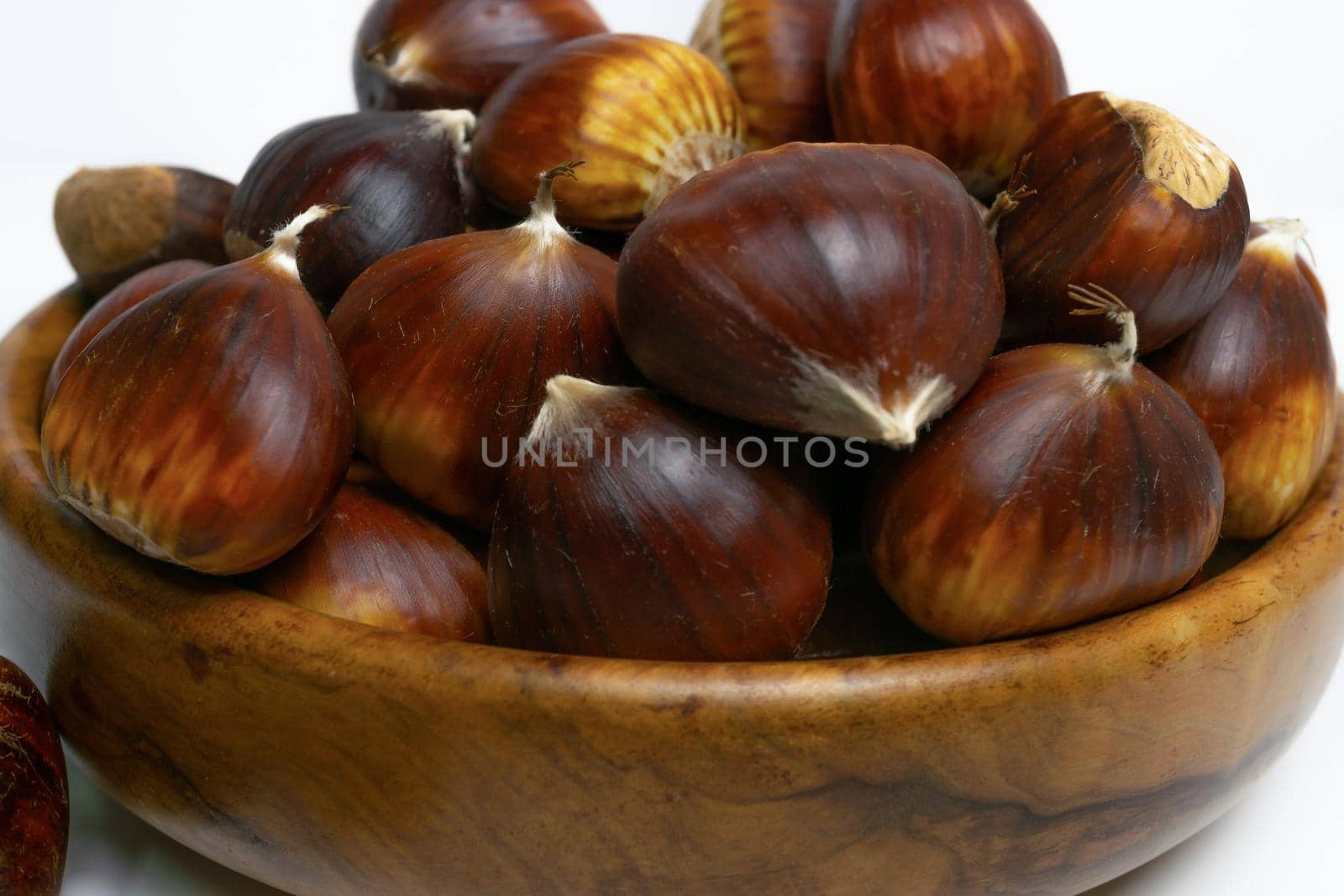 seasonal chestnuts harvested from the field on a white background