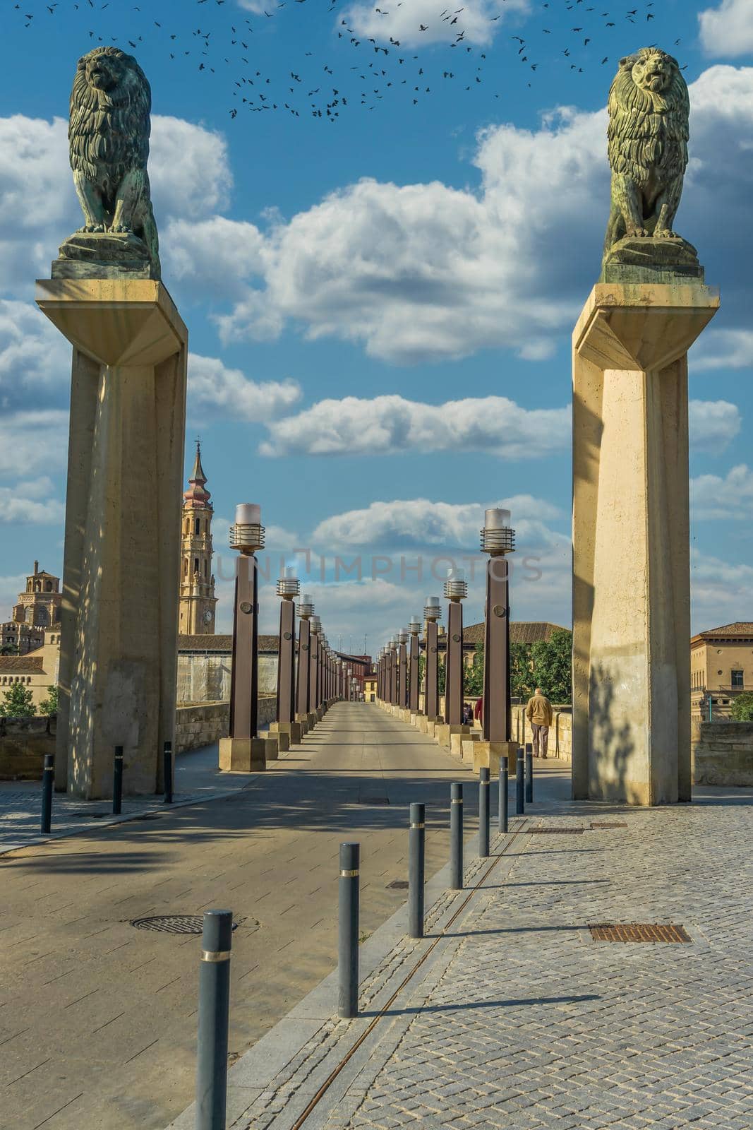 basilica de nuestra señora del pilar zaragoza , spain april 2021 cloudy skies