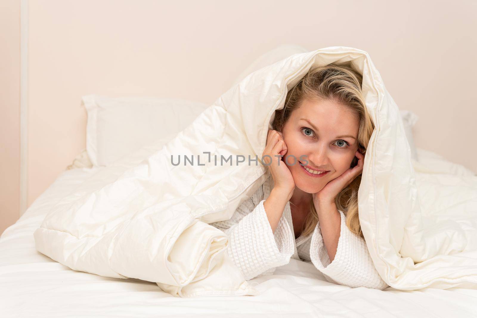 Blanket cell spa beauty copyspace bed female bathrobe hotel lady, for white cropped from home for beautiful relaxation, girl bath. Hygiene afro american, positive