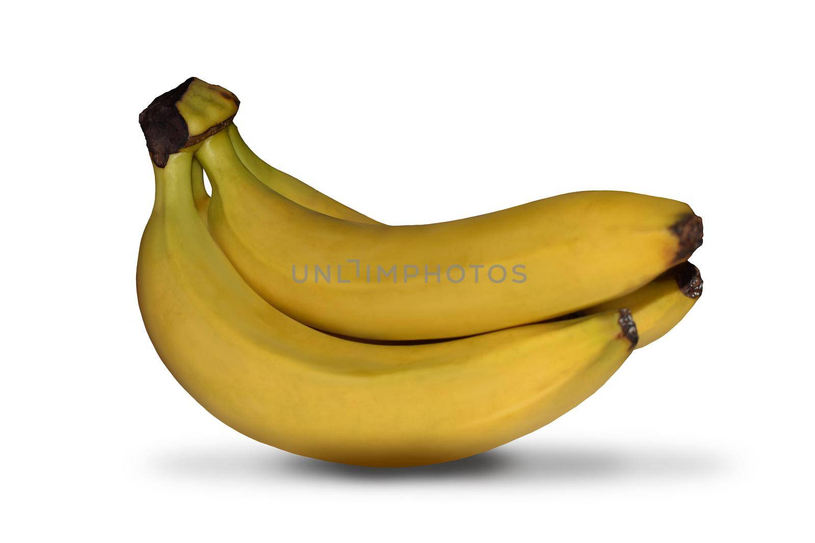 Bunch of bananas isolated on white background, close up view