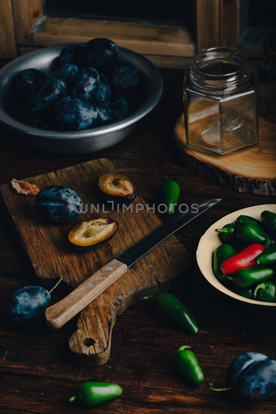 Plum and Jalapeno for Preparing Homemade Hot Jelly