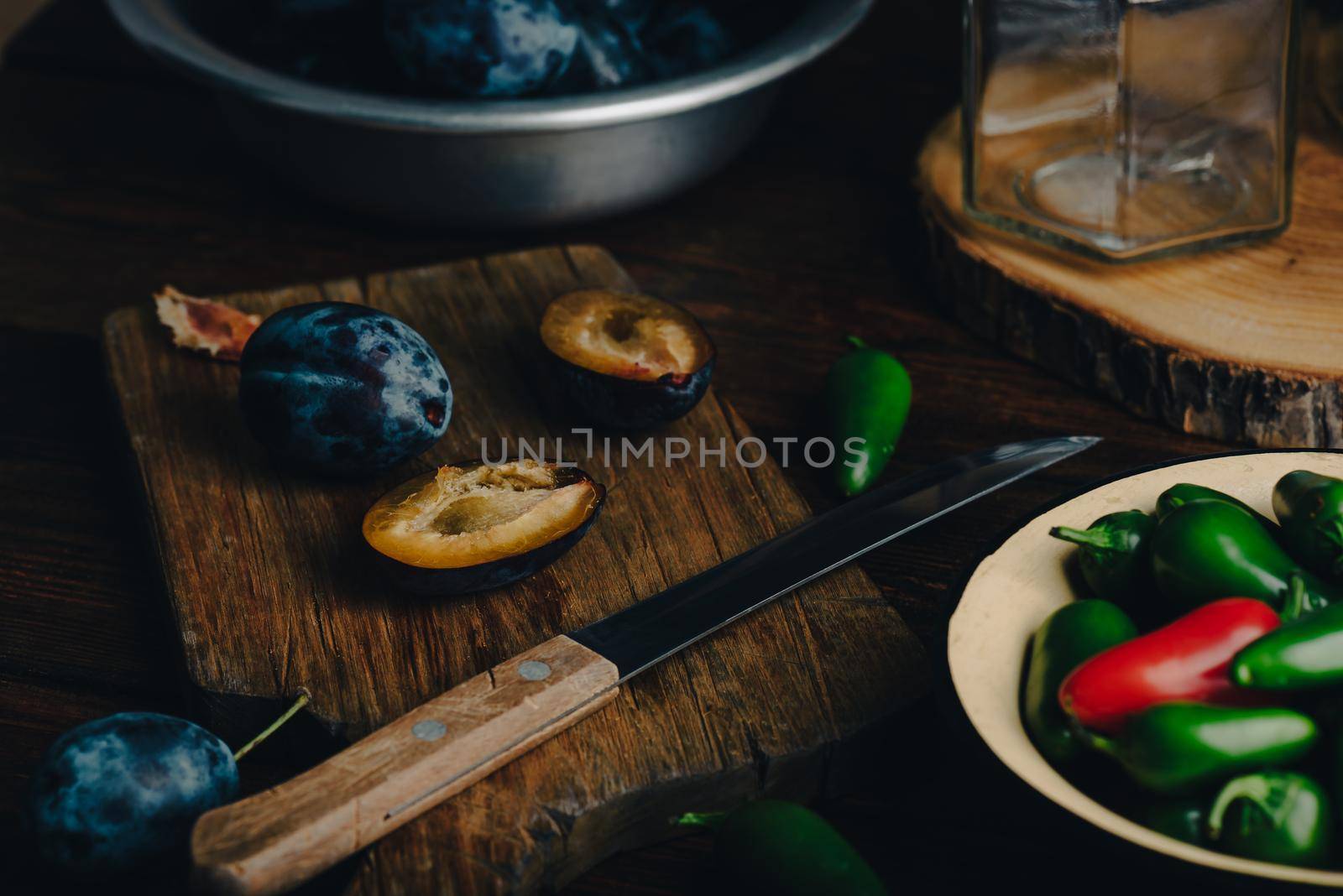 Plum and Jalapeno for Cooking Spicy Jam by Seva_blsv