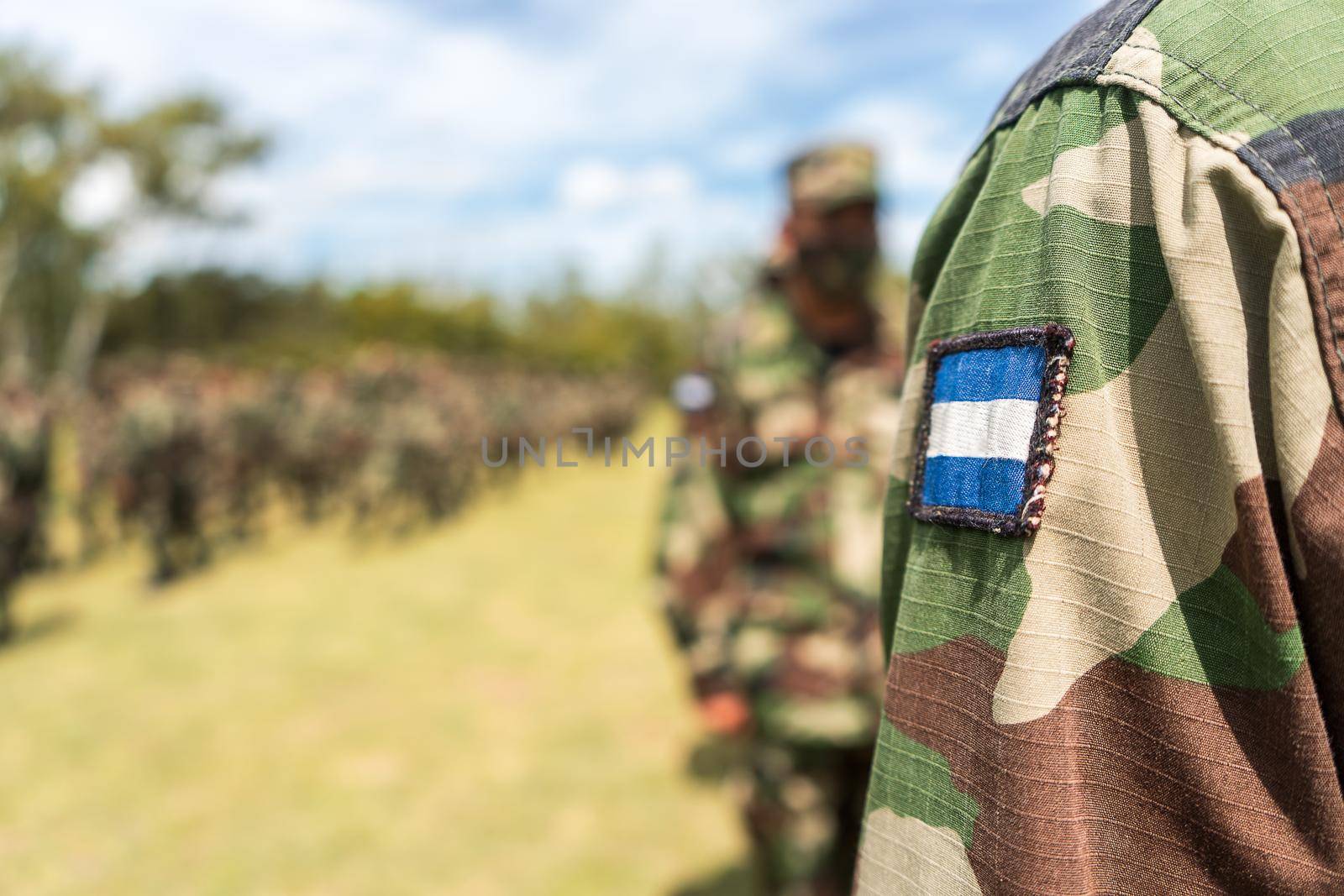 Unrecognizable Central American soldier in military formation by cfalvarez