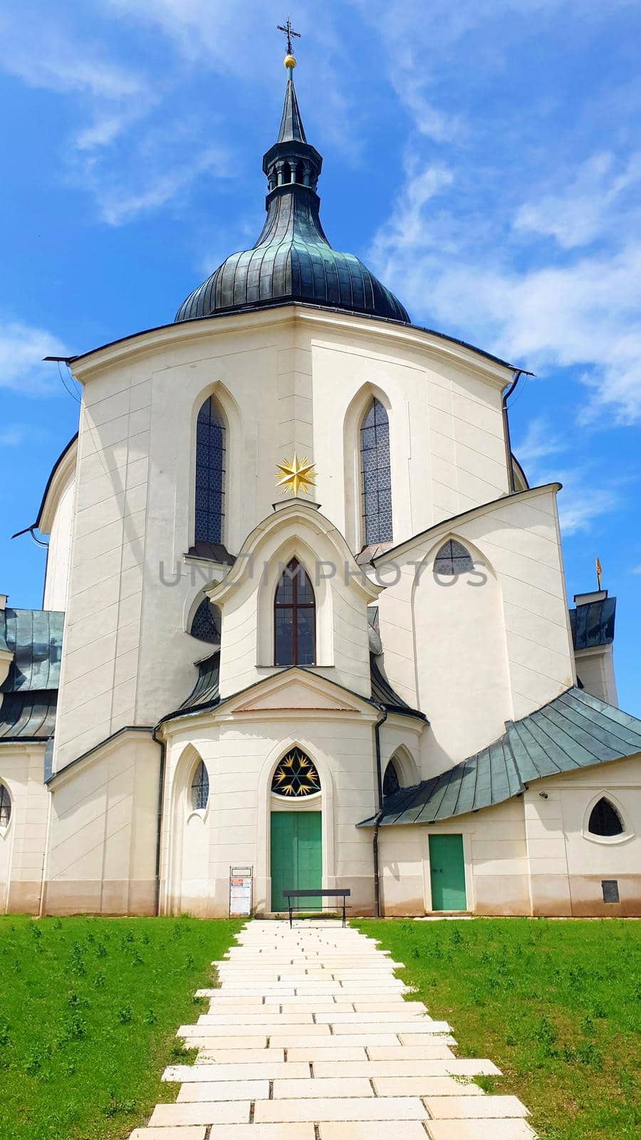 Church of St. John of Nepomuk on Zelena Hora (UNESCO monument). It was built in baroque gothic style and was designed by architect Jan Blazej Santini-Aichel. It is placed near Zdar nad Sazavou town at Moravia in Czech Republic.