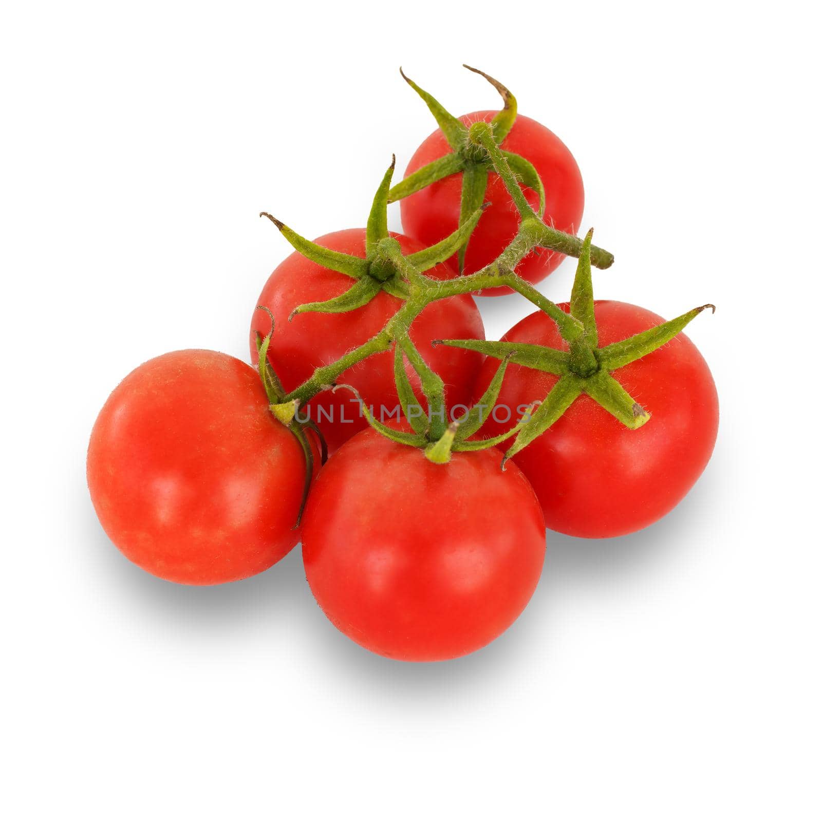 Close-up red ripe tomatoes on the white isolated background. Ingredients for vegetarian food. Top view.