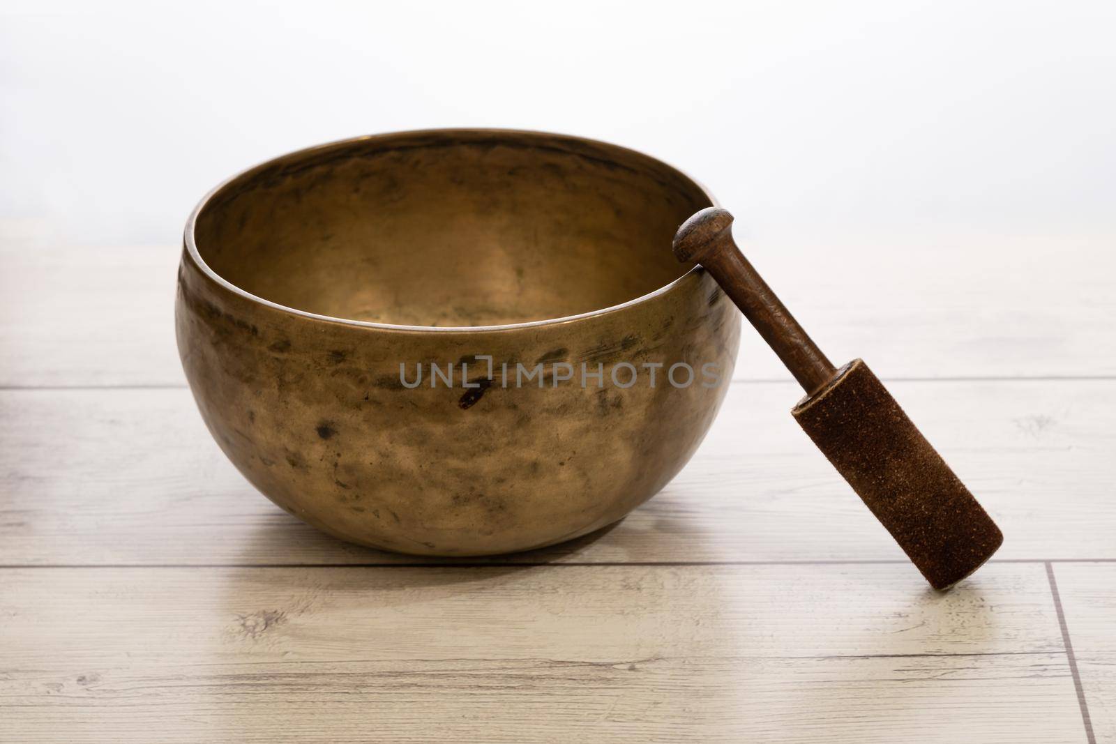handmade singing bowl isolated on white background