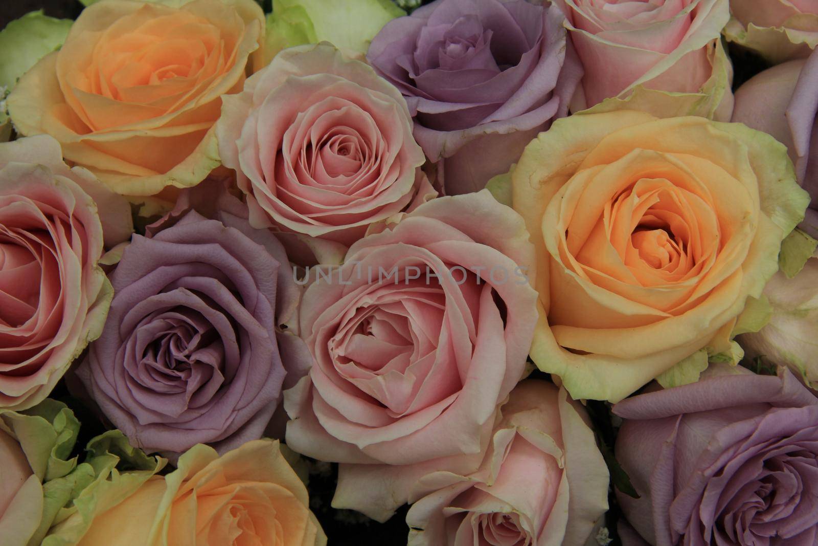 Mixed colorful wedding flower arrangement by studioportosabbia