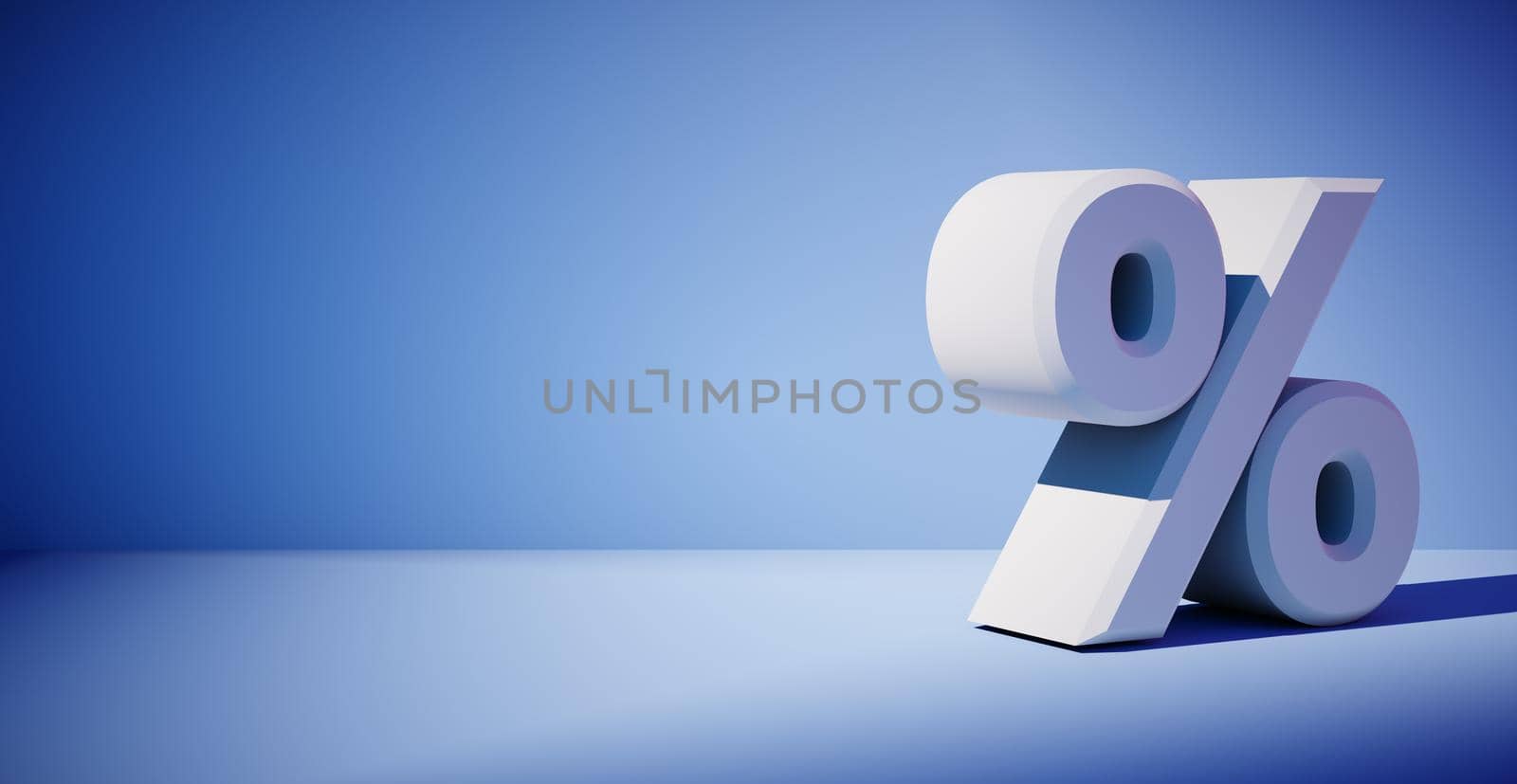 3D rendering of a percent symbol. Banner for the sale and advertising of goods at a discount.