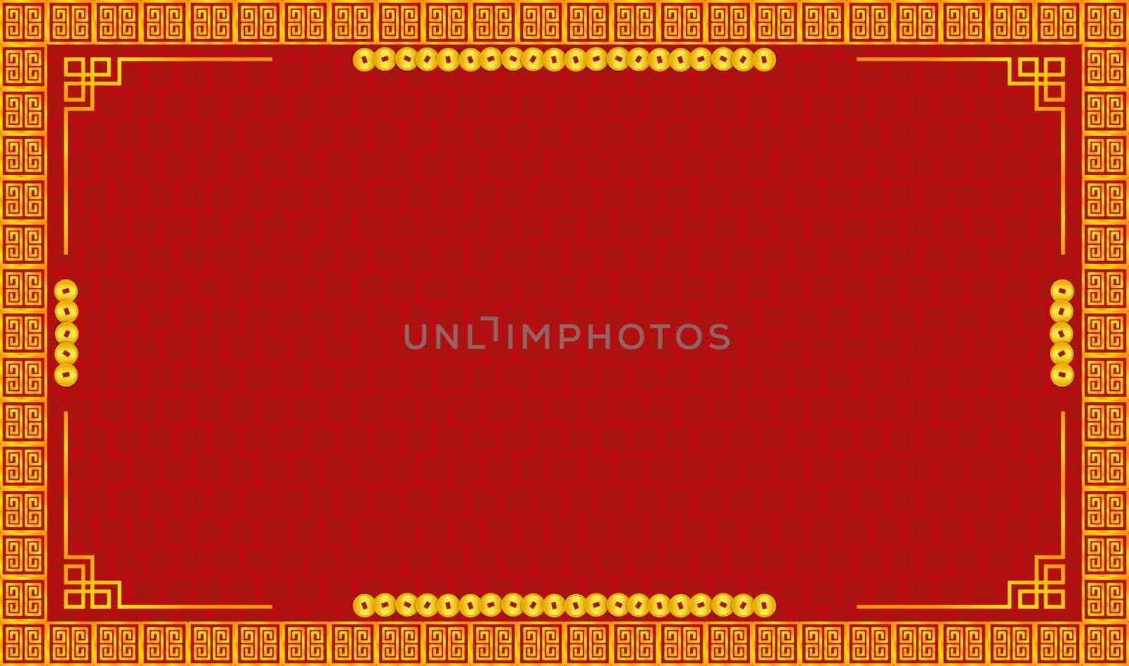 pattern frame with old money. happy chinese new year. CNY festival. asian holiday.