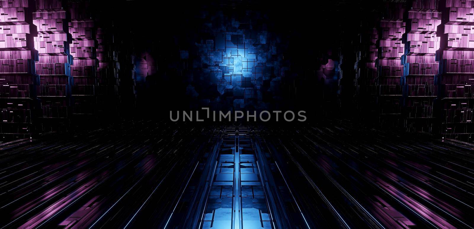 Empty Futuristic Metallic Pillars And Floor Dark Black Illustrative Banner Background Wallpaper Space Age Concept For Product Backgrounds Presentation 3D Rendering by yay_lmrb