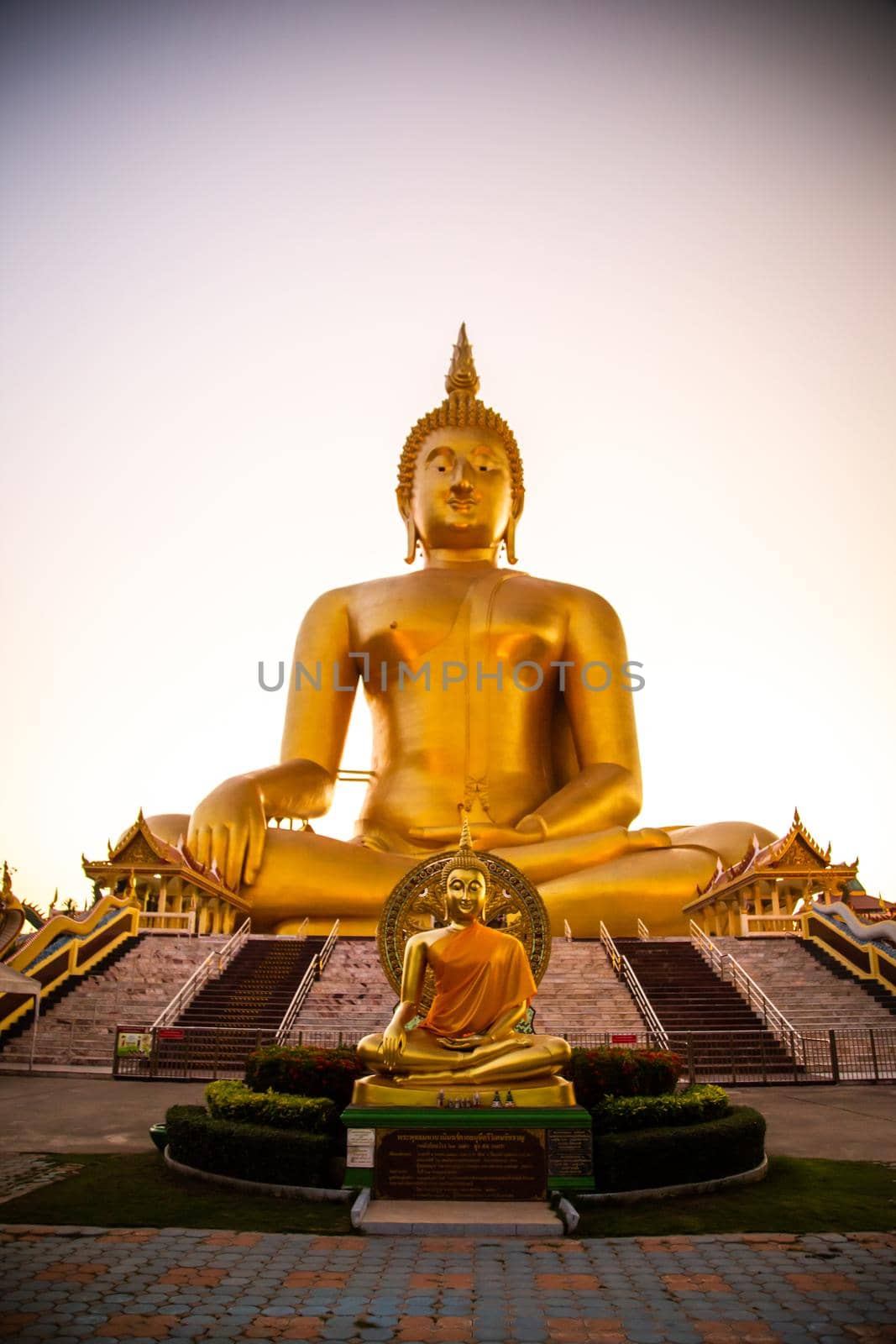 Big Buddha during sunset at Wat Muang in Ang Thong, Thailand, south east asia