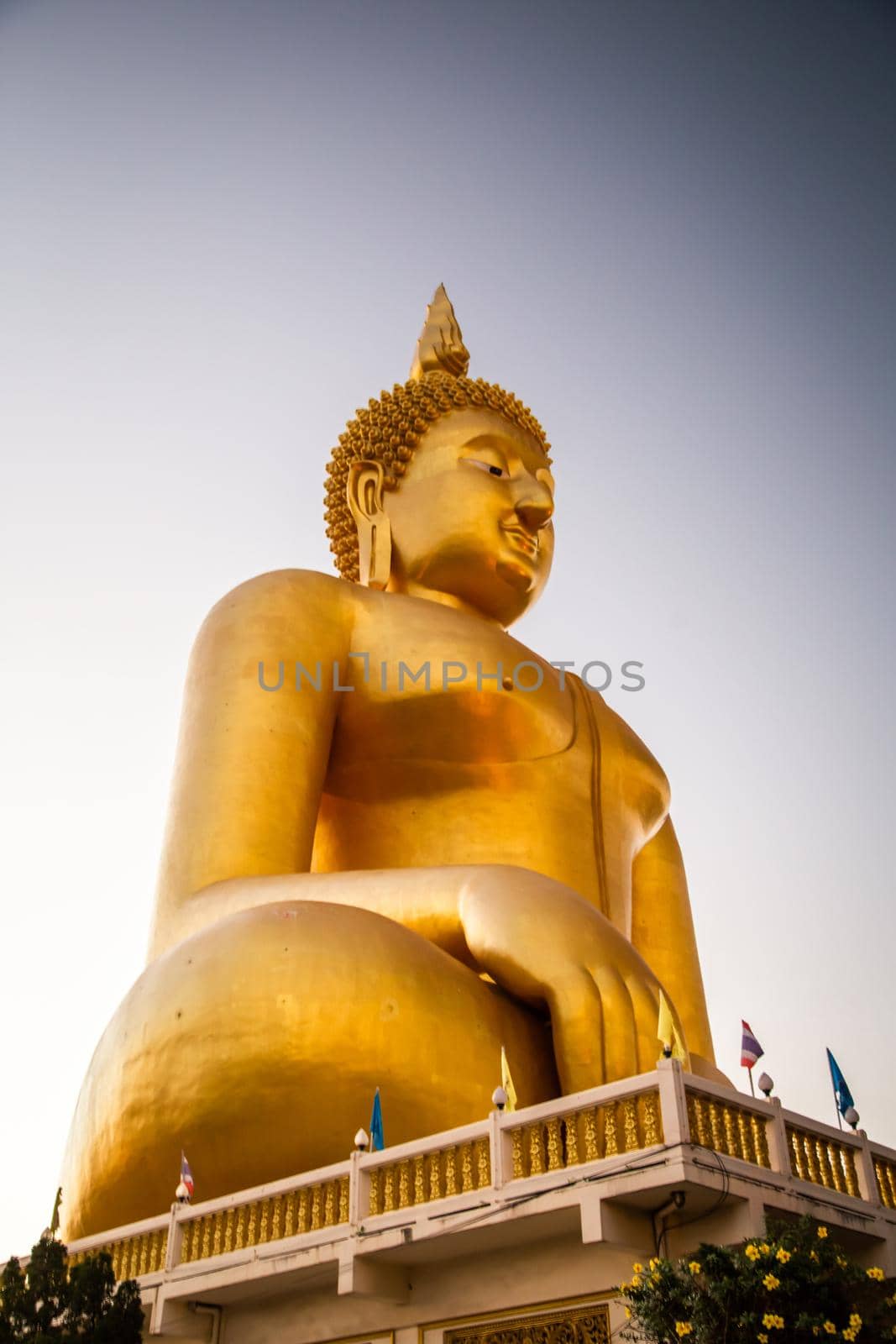 Big Buddha during sunset at Wat Muang in Ang Thong, Thailand, south east asia