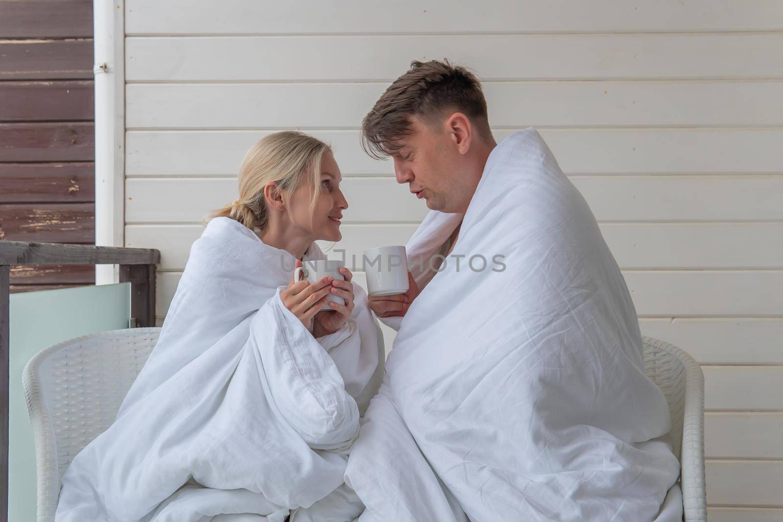 Happy blanket couple drink girl guy cute married forest enjoy, for warmth romantic in rest from lifestyle cozy, bedroom affection. Women wife valentine,