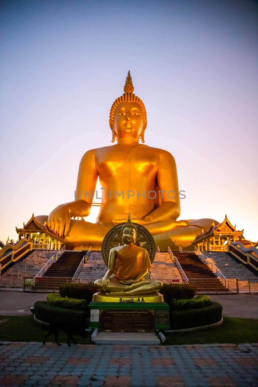 Big Buddha during sunset at Wat Muang in Ang Thong, Thailand, south east asia