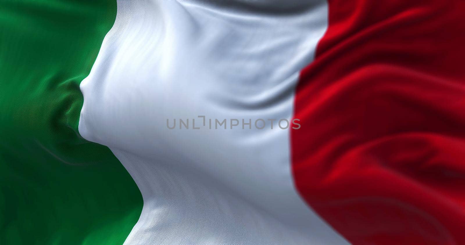 Close-up view of the italian national flag waving in the wind by rarrarorro