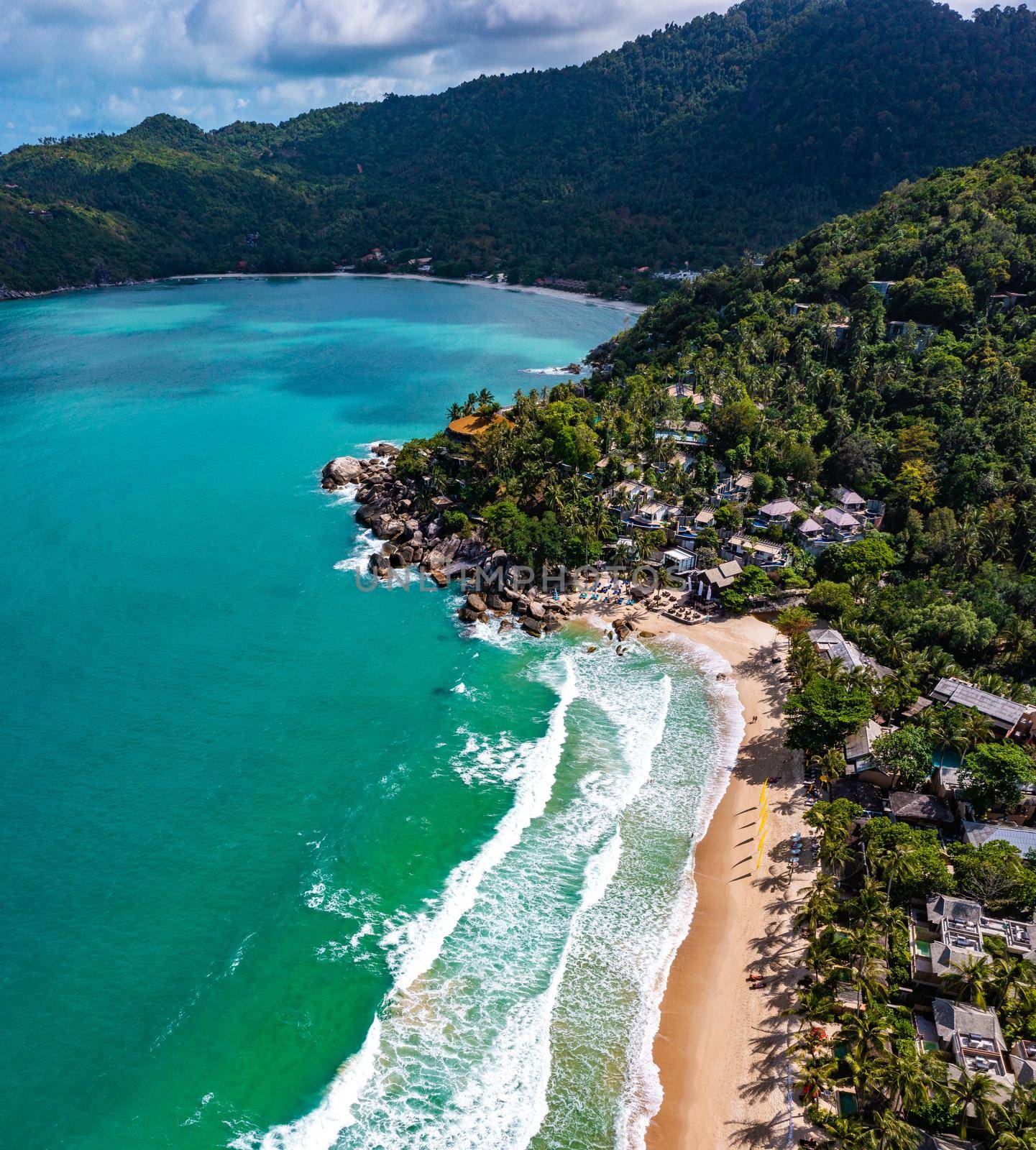 Aerial view of Thong Nai Pan Beach in Koh Phangan, Thailand, south east asia