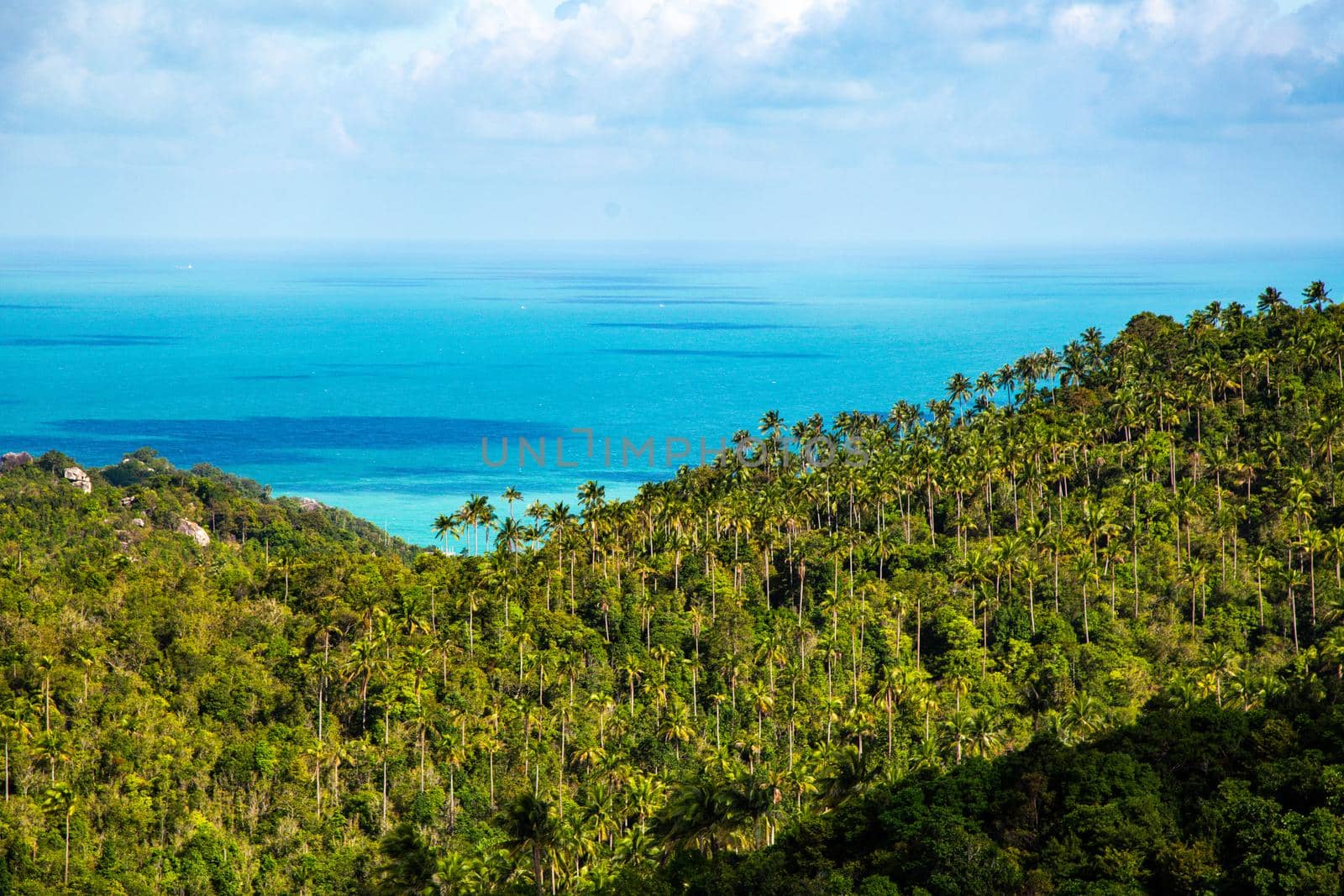 Aerial view of Bottle beach and viewpoint, in Koh Phangan, Thailand, south east asia