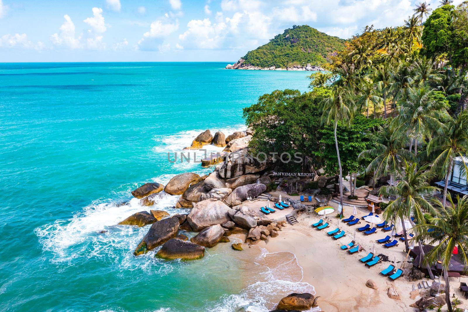 Aerial view of Thong Nai Pan Beach in Koh Phangan, Thailand, south east asia