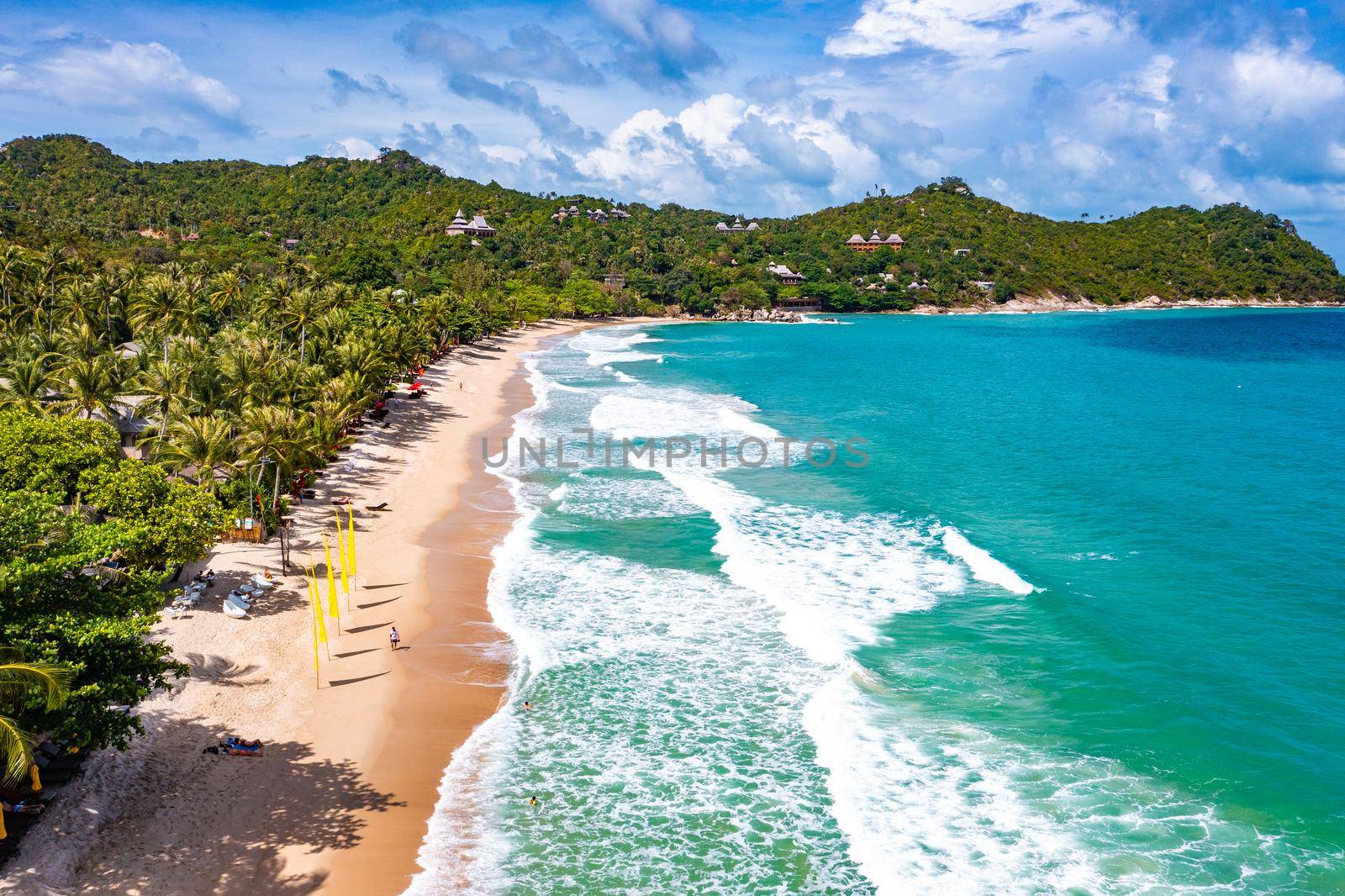 Aerial view of Thong Nai Pan Beach in Koh Phangan, Thailand, south east asia