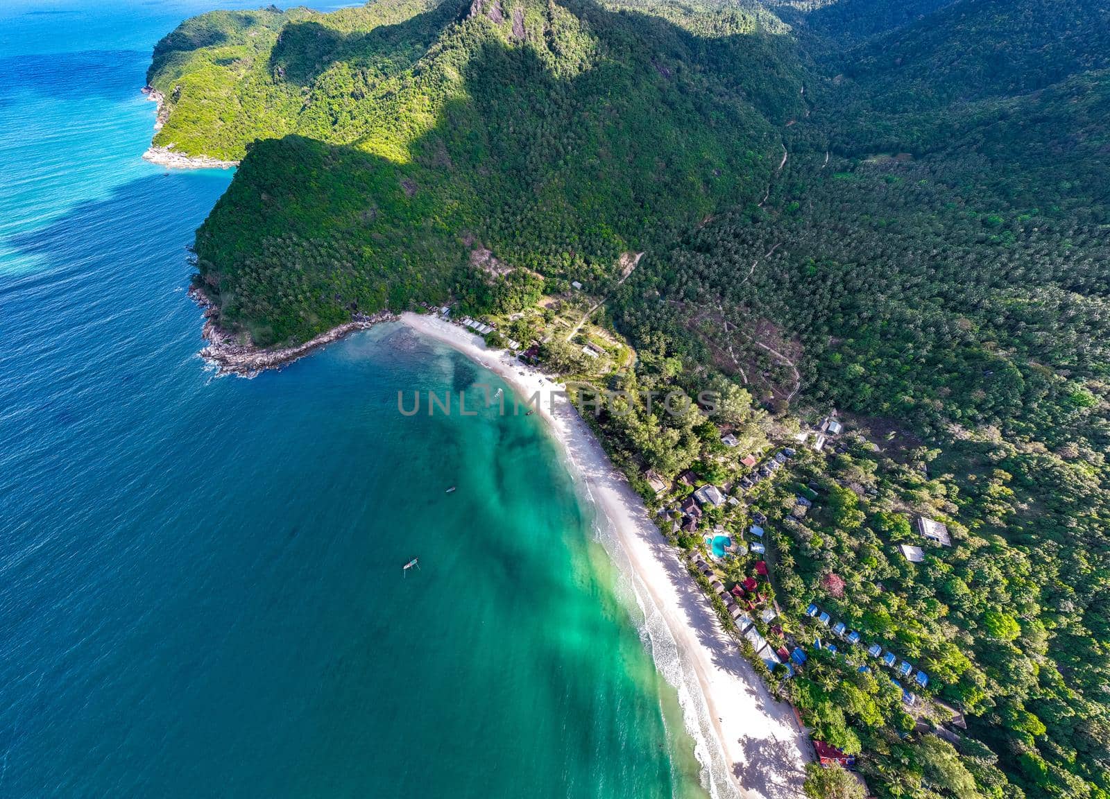Aerial view of Bottle beach and viewpoint, in Koh Phangan, Thailand, south east asia