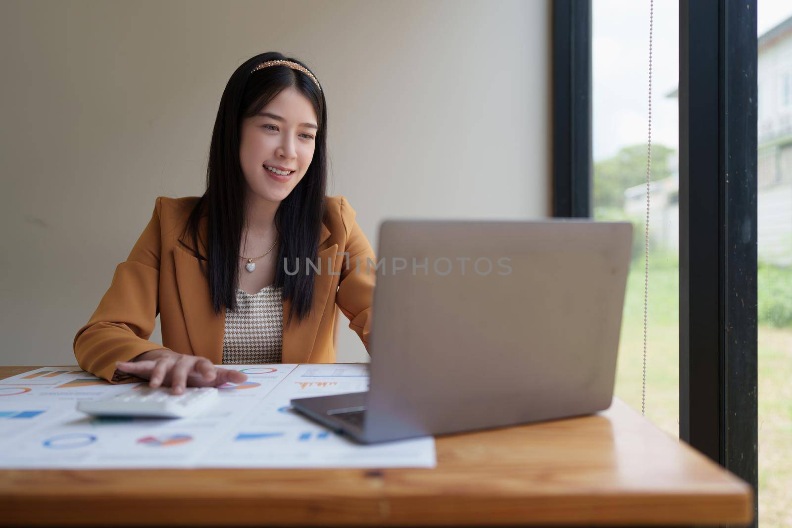 Fund investment concept. Business woman using finance application.