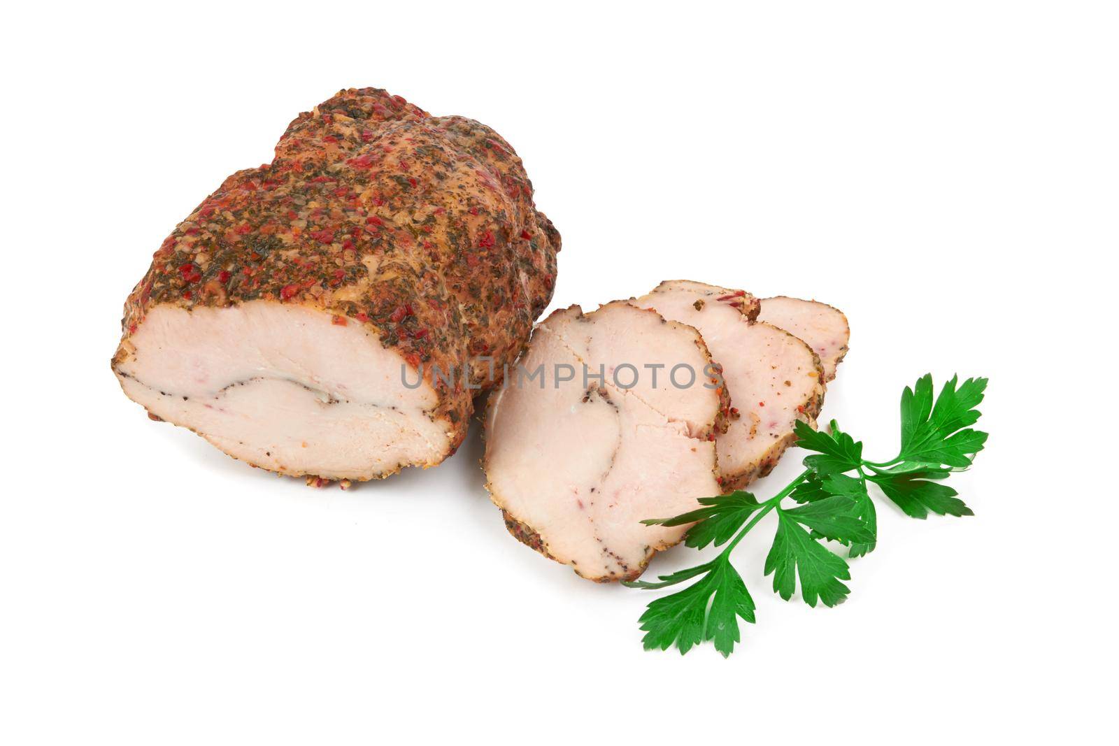 Baked meat isolated on a white background