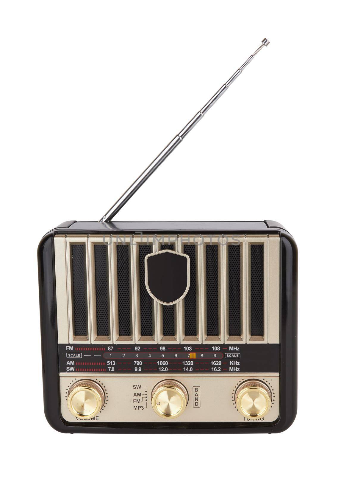 Radio retro portable receiver vintage object isolated white background