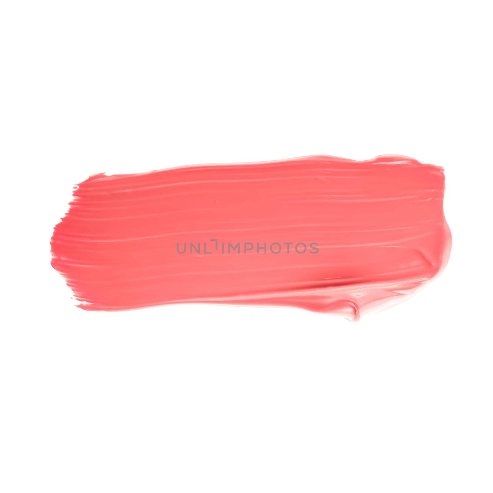 Pastel coral beauty swatch, skincare and makeup cosmetic product sample texture isolated on white background, make-up smudge, cream cosmetics smear or paint brush stroke closeup