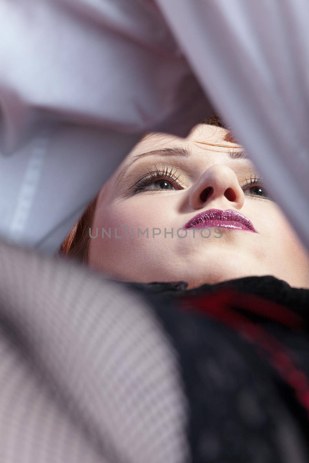 woman close-up face in bedroom scene by rivertime