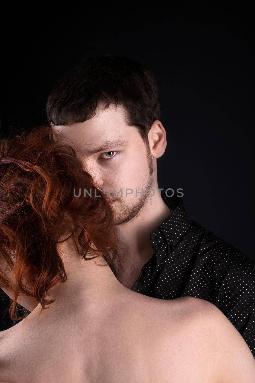 Man and red woman - lovers portrait by rivertime