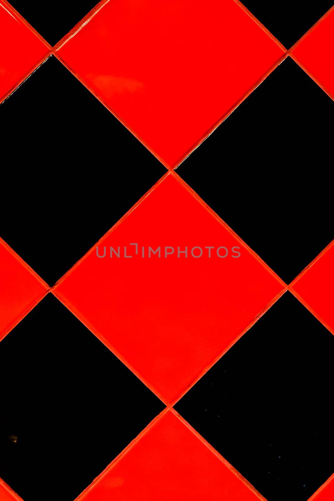 Red and black mosaic ceramic tile abstract pattern interior surface floor texture background by AYDO8