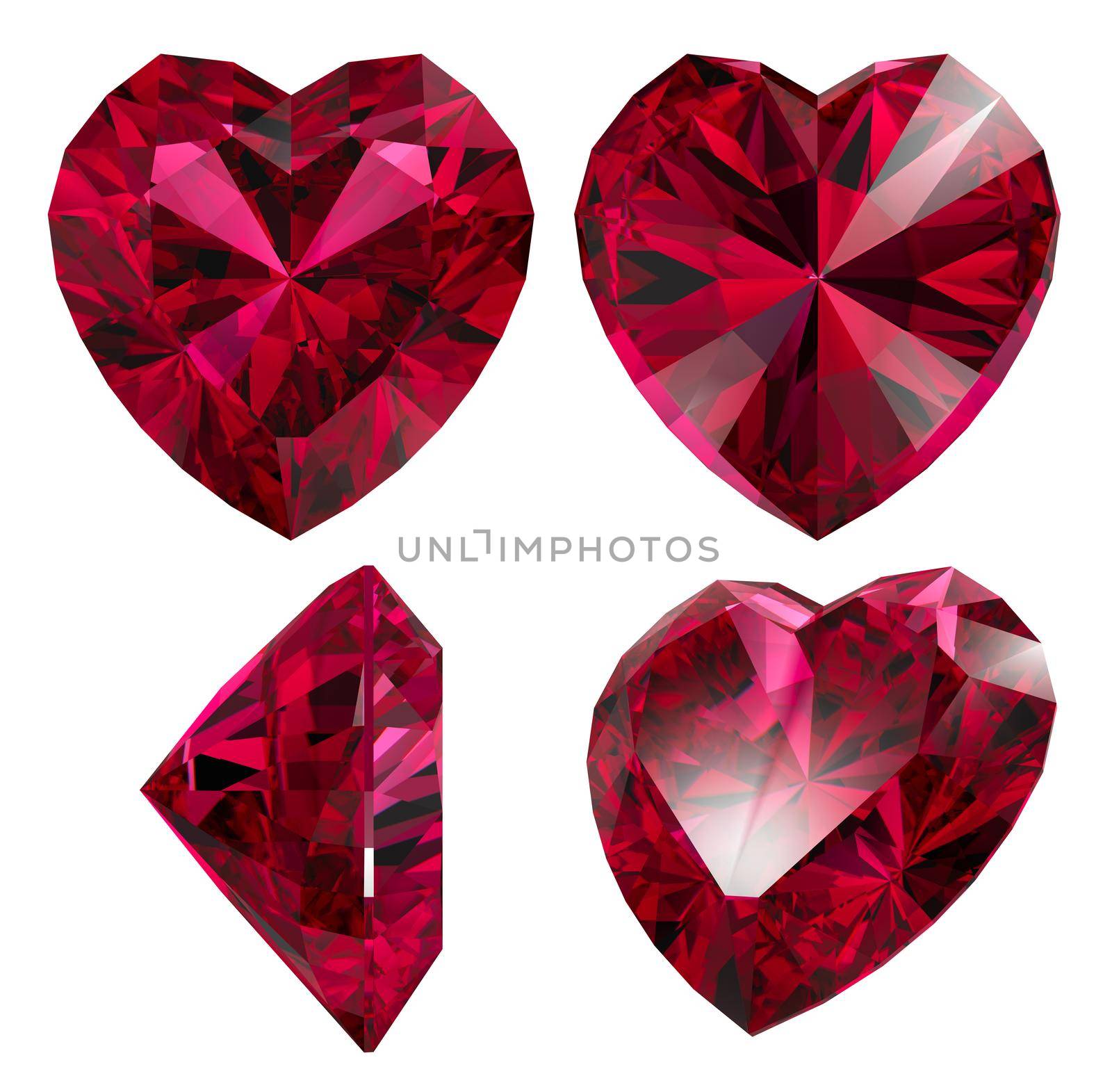 ruby red heart shape isolated by rivertime