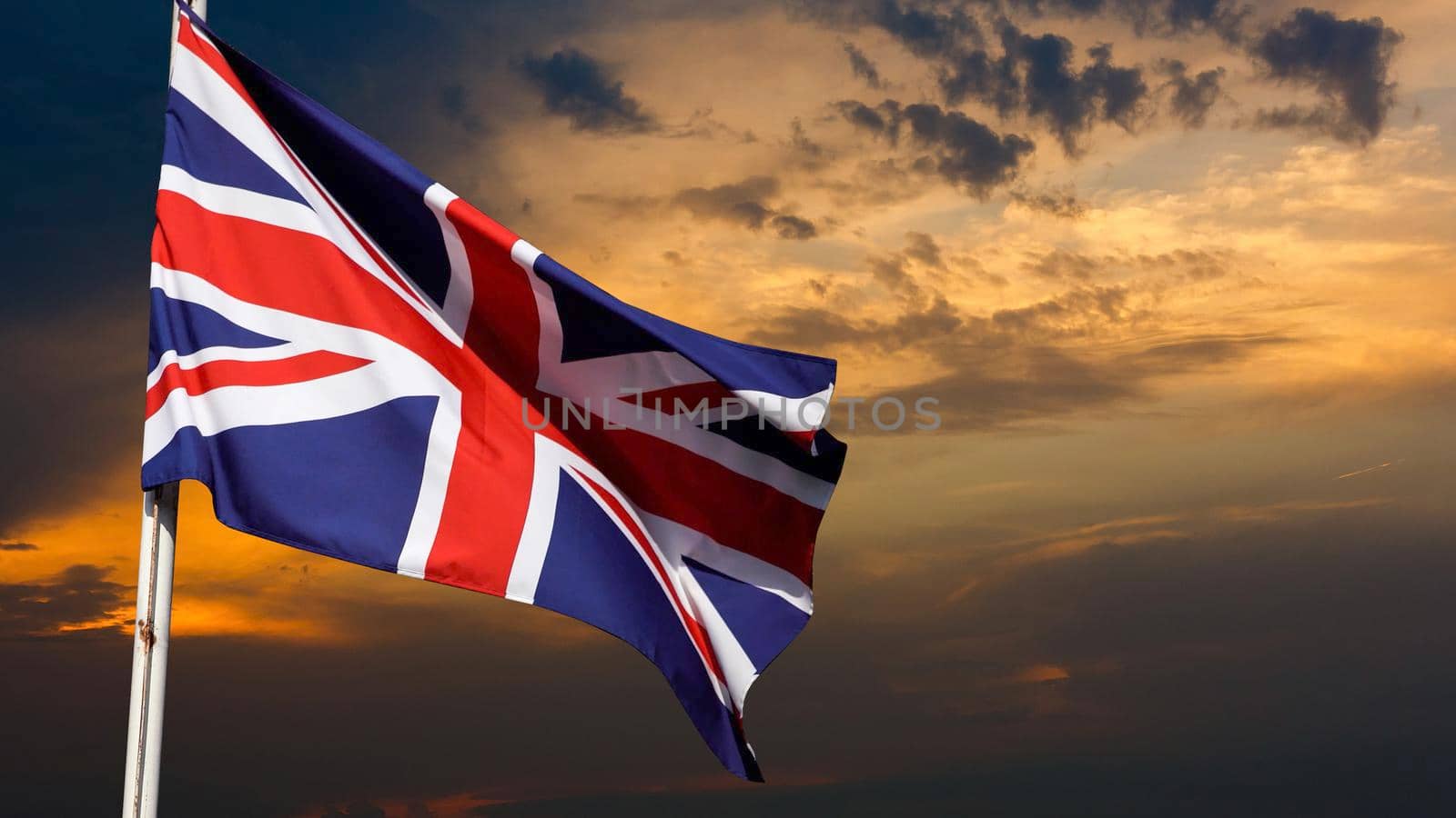 Flag of the United Kingdom on blue sky. illustration by Andelov13