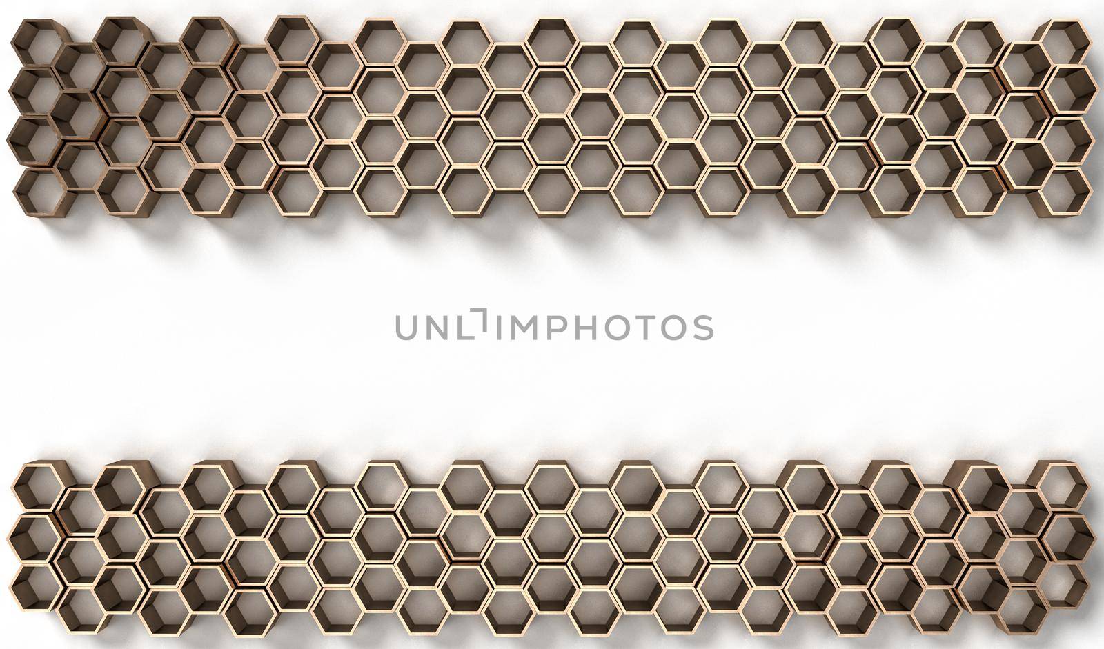 3d rendering image of hexagon solid shape on white background. 