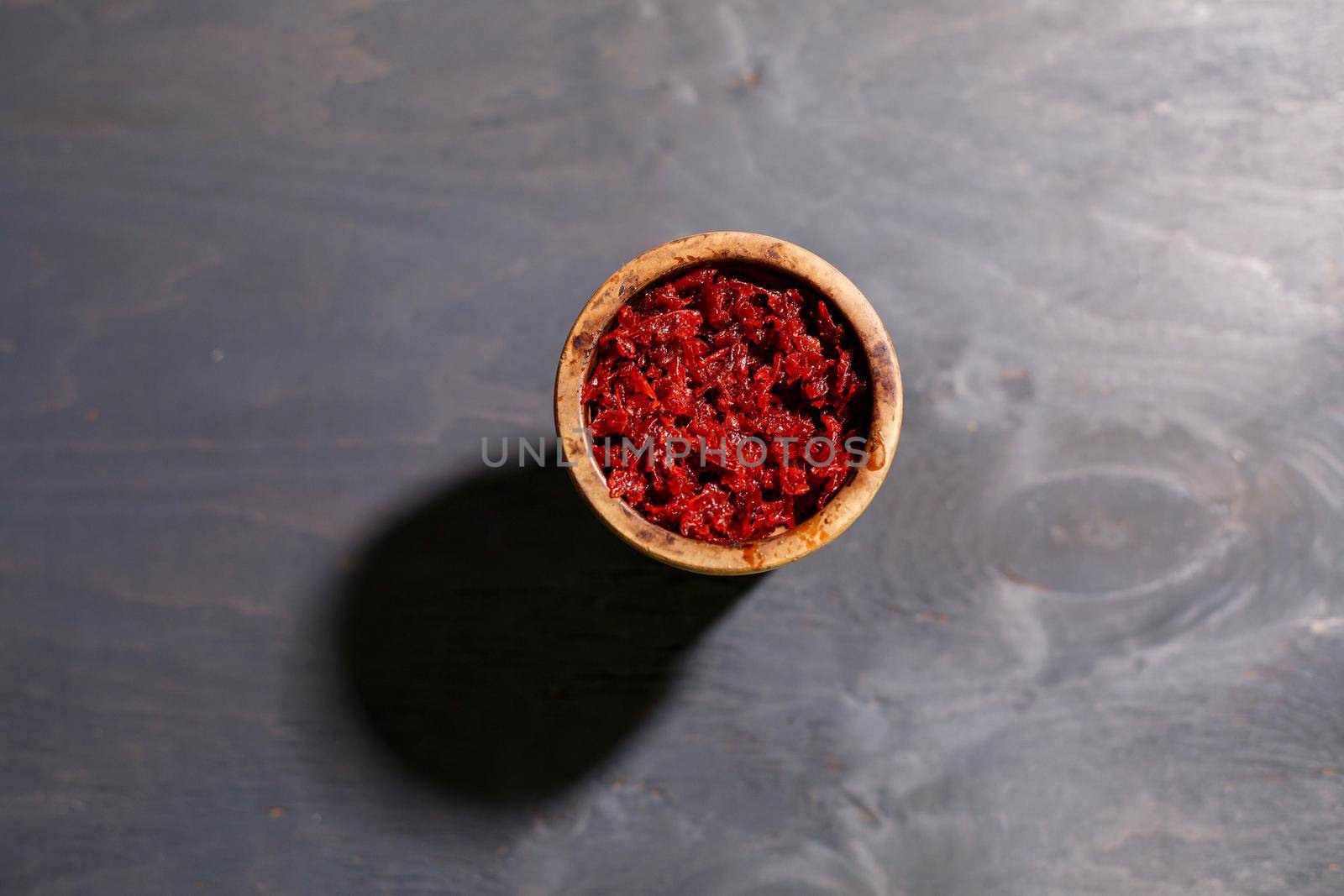 Tobacco for hookah in a clay bowl