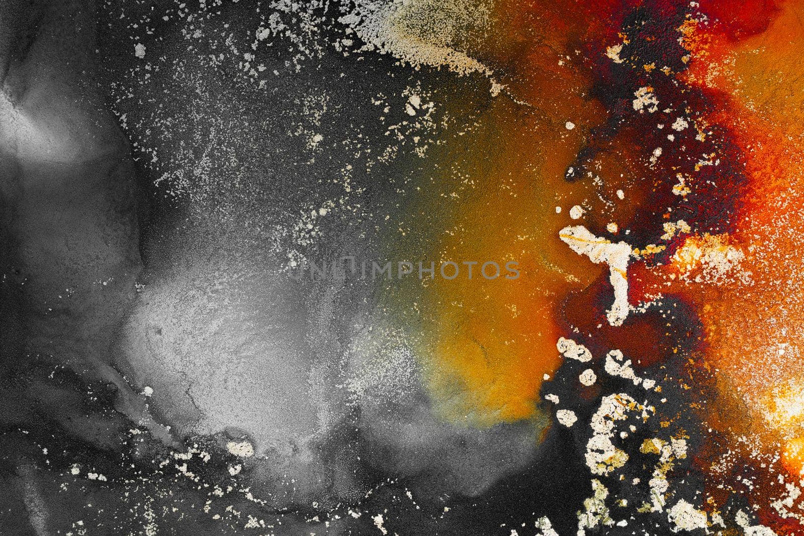Burning abstract background from marble ink art of exquisite original painting . Painting was painted on high quality paper texture to create smooth marble background pattern of ombre alcohol ink .