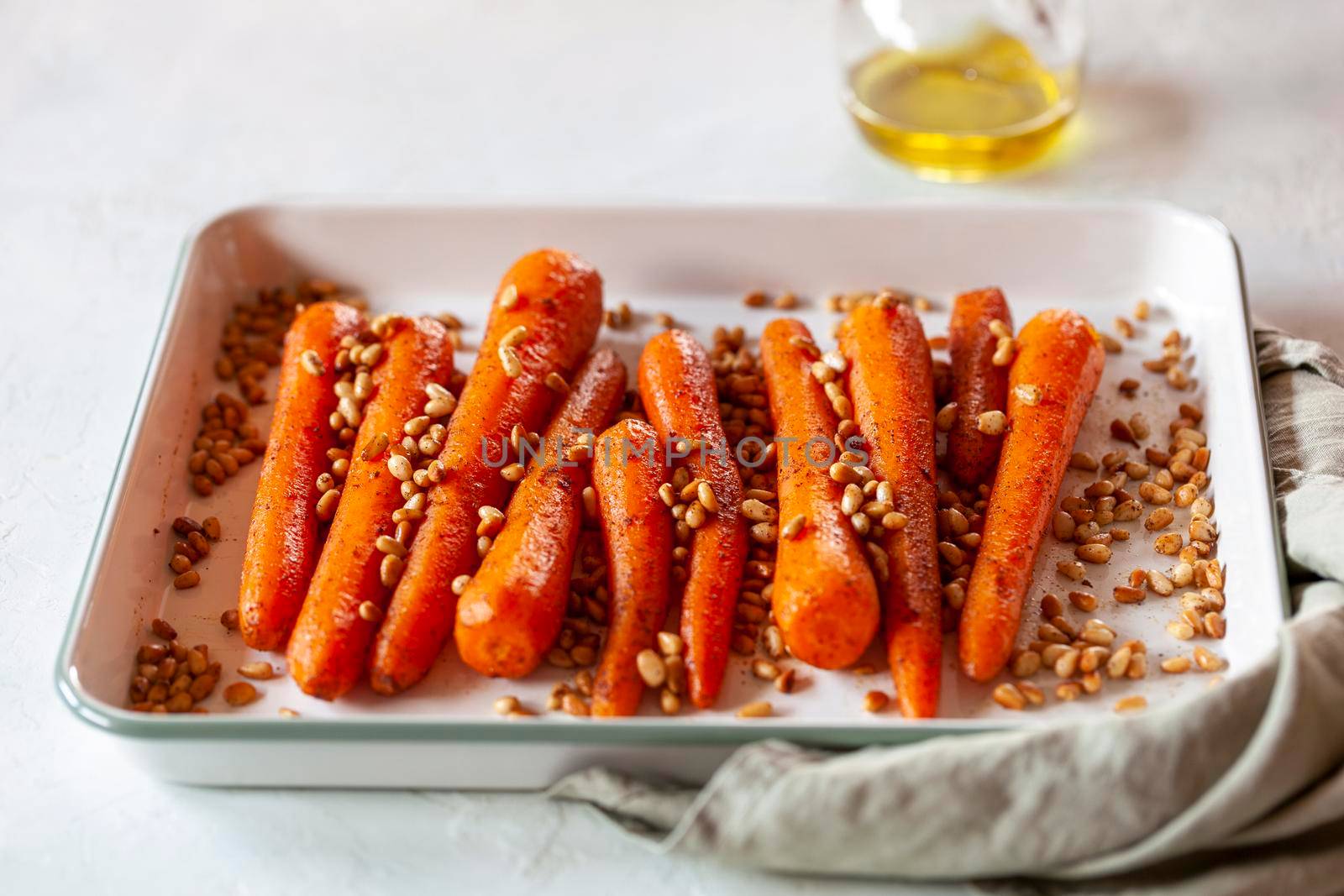 Lebanese-style carrots prepared with pine nuts and cumin