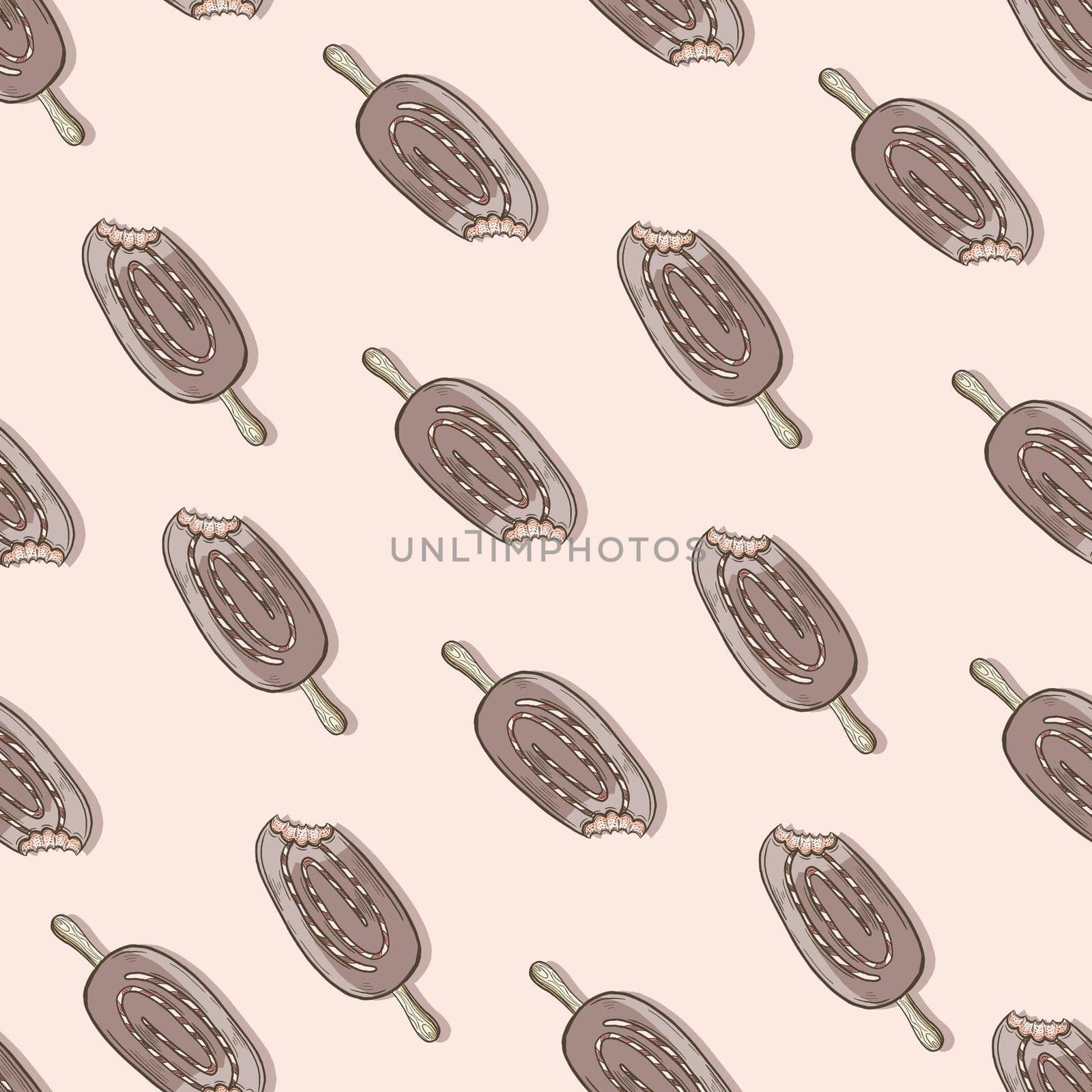 Popsicle seamless pattern illustration, Cute Popsicle on pink background.