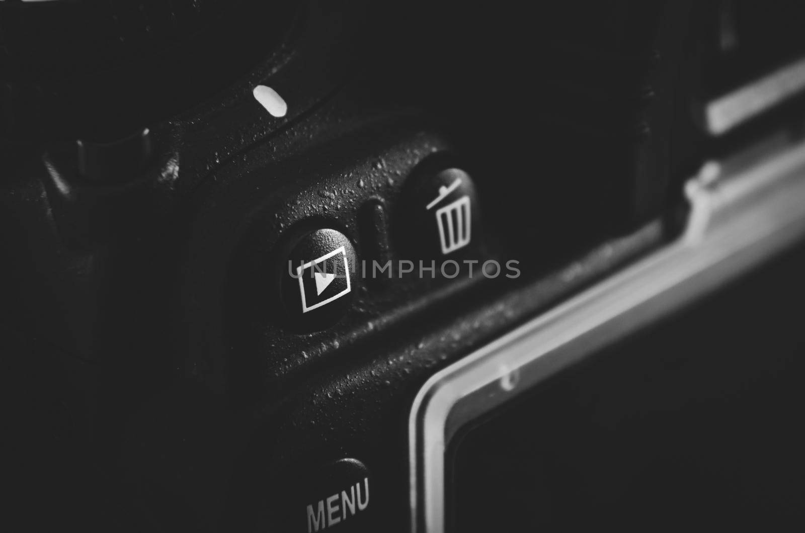 Image of play button on the camera close-up