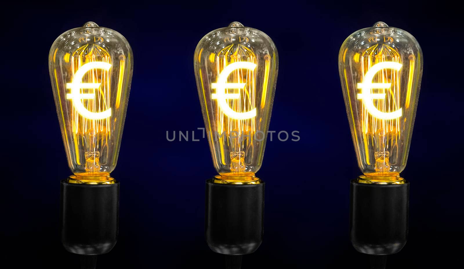 Money making idea. Light bulb with Euro symbol.